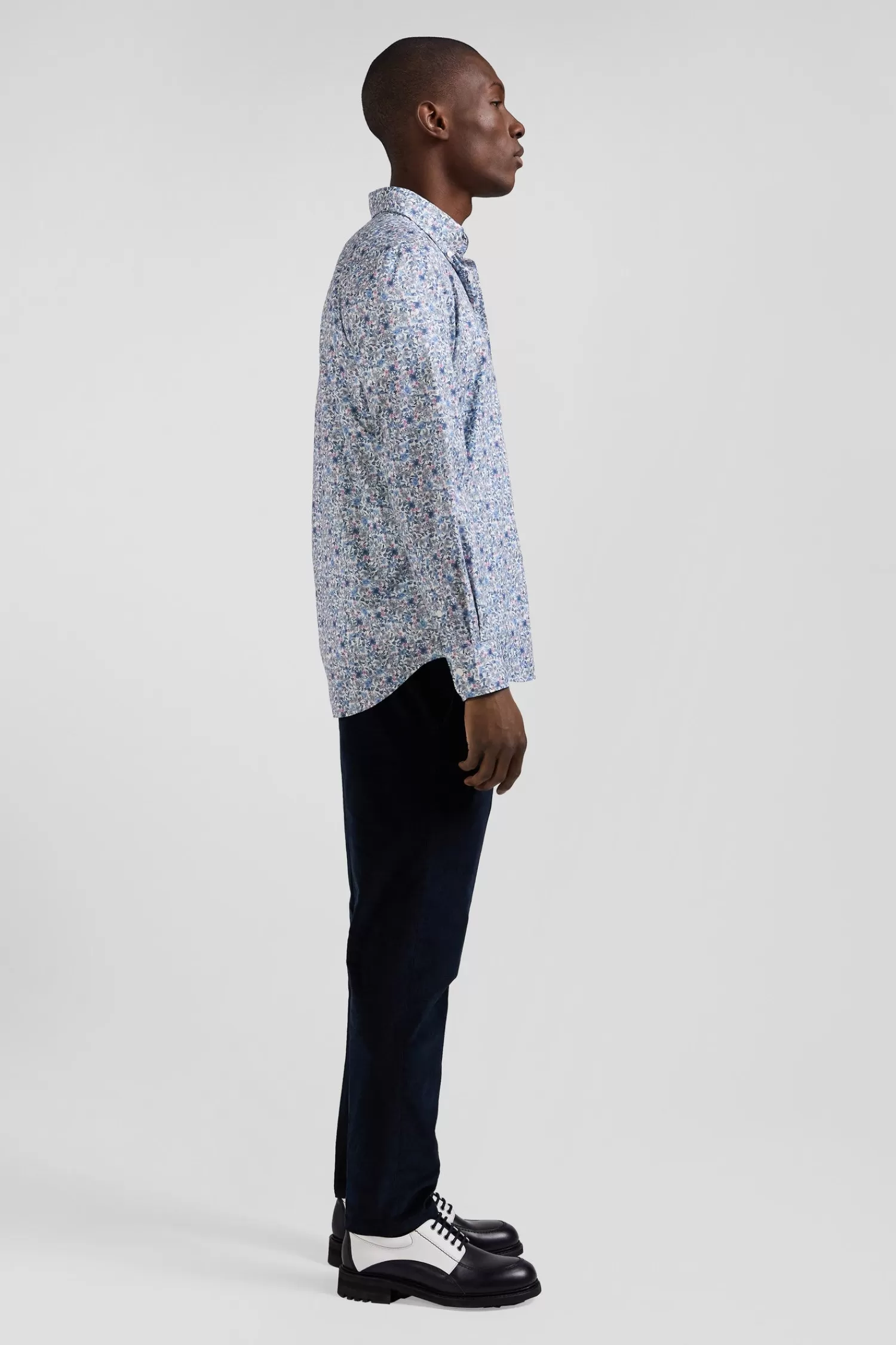 Eden Park Chemise en popeline de coton ciel microimprimé floral coupe Regular< Shirts