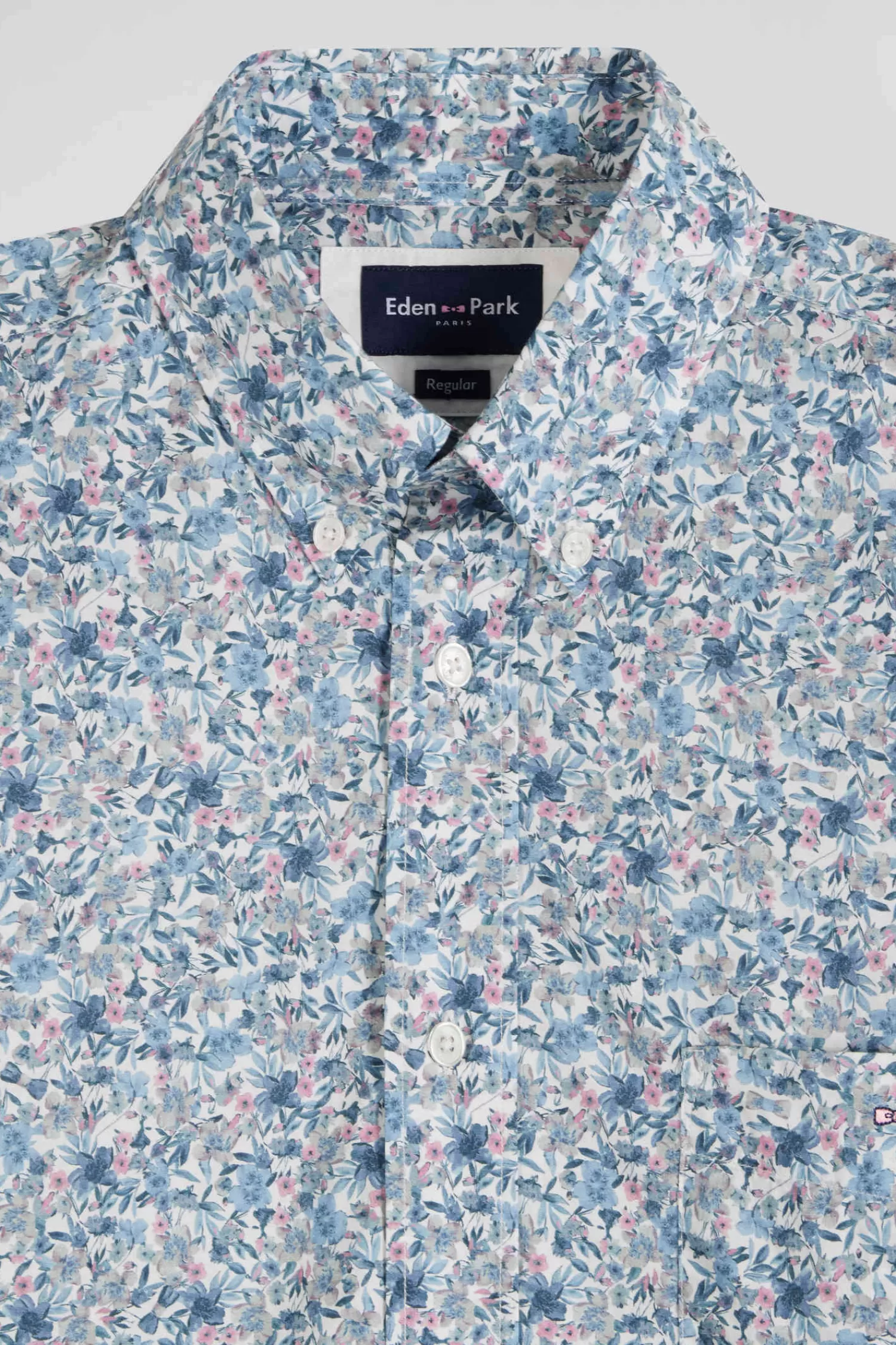Eden Park Chemise en popeline de coton ciel microimprimé floral coupe Regular< Shirts