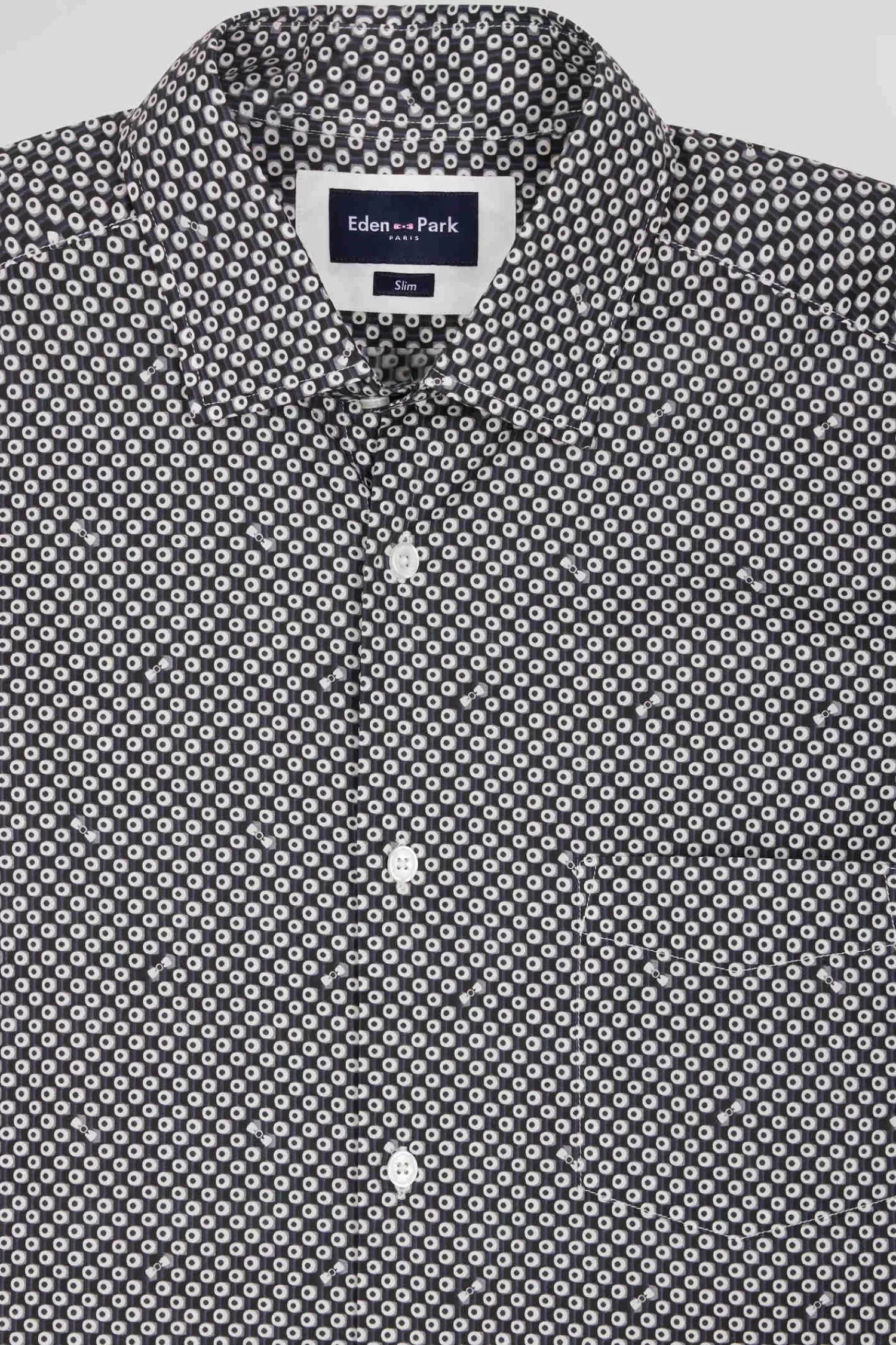 Eden Park Chemise en popeline de coton grise imprimé graphique coupe Slim< Shirts
