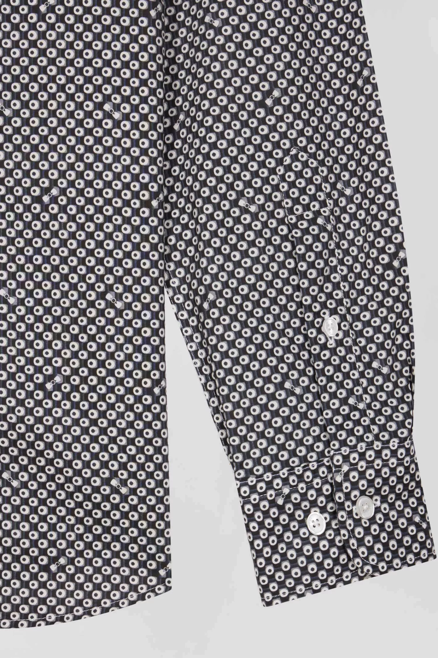Eden Park Chemise en popeline de coton grise imprimé graphique coupe Slim< Shirts