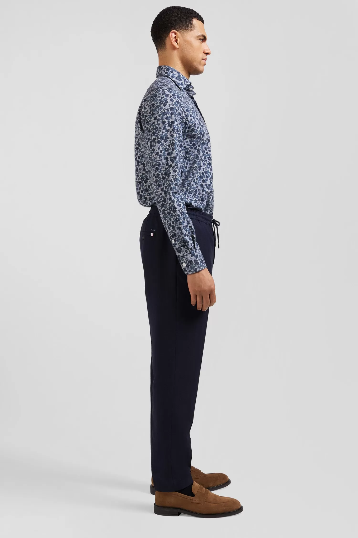 Eden Park Chemise en popeline de coton grise microimprimé fleurs coupe Slim< Shirts