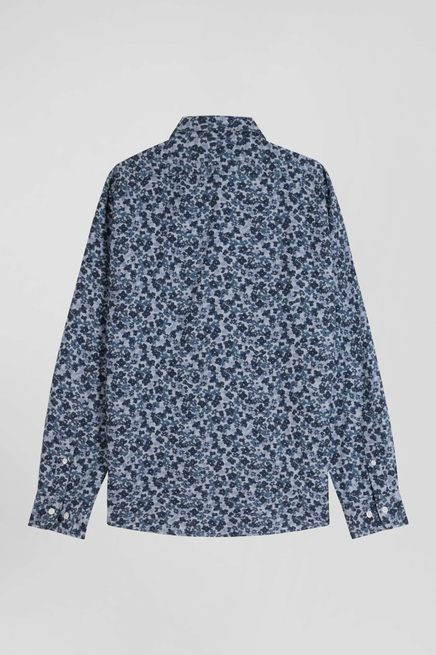 Eden Park Chemise en popeline de coton grise microimprimé fleurs coupe Slim< Shirts