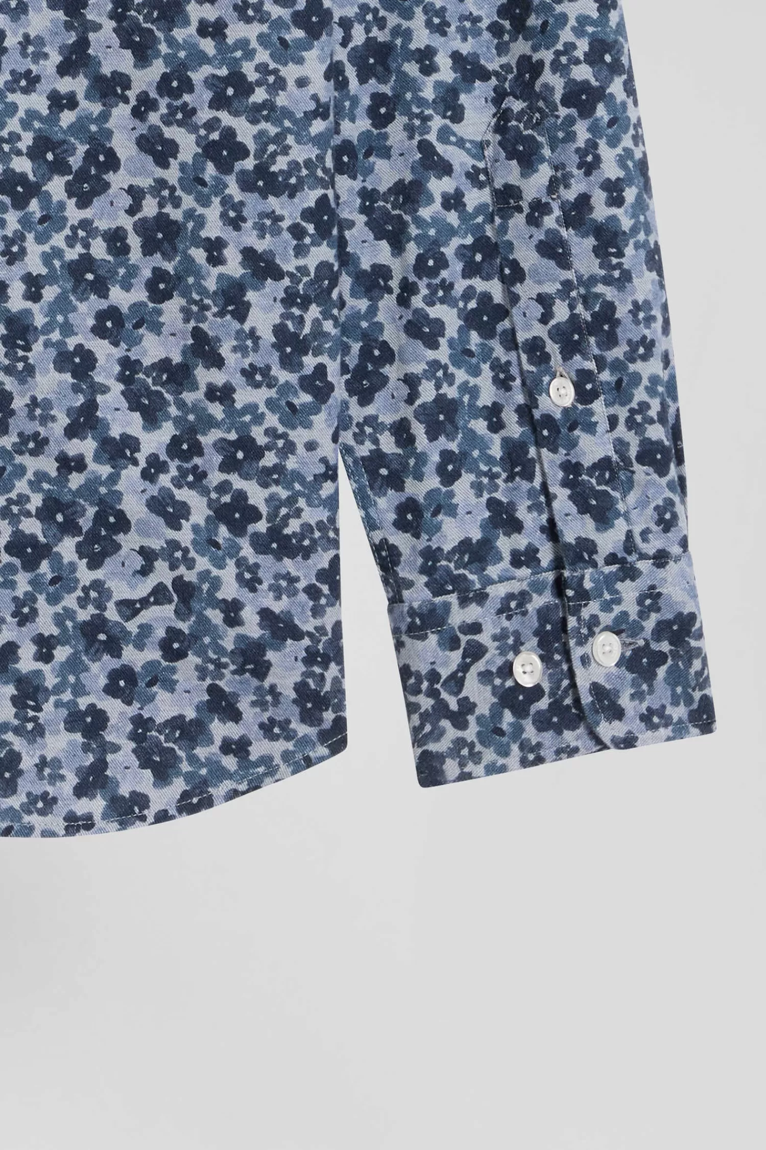 Eden Park Chemise en popeline de coton grise microimprimé fleurs coupe Slim< Shirts