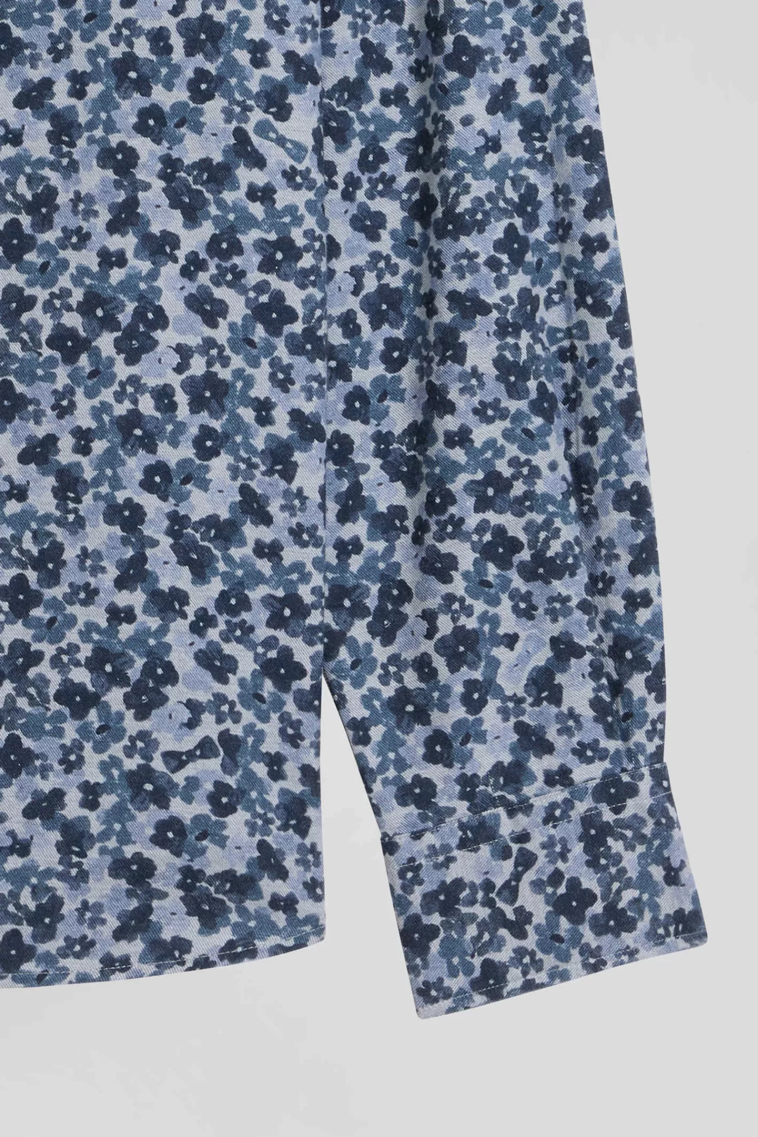 Eden Park Chemise en popeline de coton grise microimprimé fleurs coupe Slim< Shirts