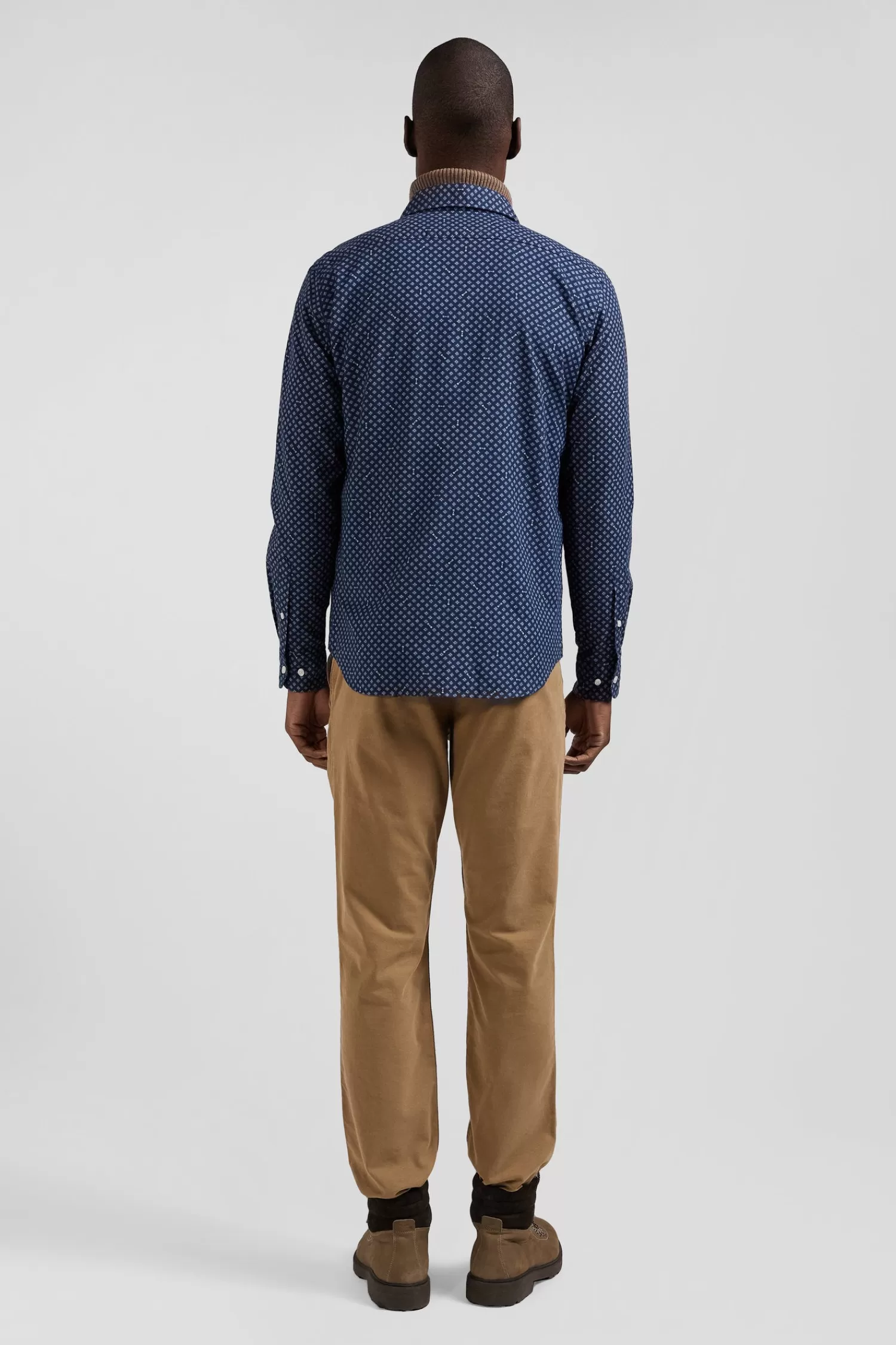 Eden Park Chemise en popeline de coton indigo imprimé graphique coupe Slim< Shirts