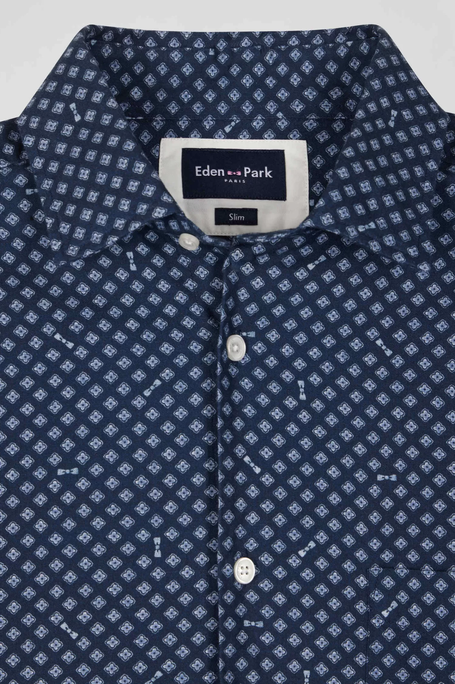 Eden Park Chemise en popeline de coton indigo imprimé graphique coupe Slim< Shirts