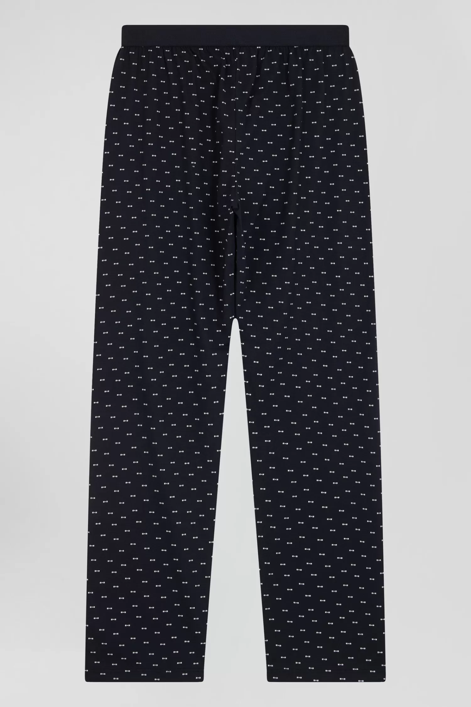 Eden Park Dark blue long cotton pajamas with bow tie micro pattern trousers< Pajamas