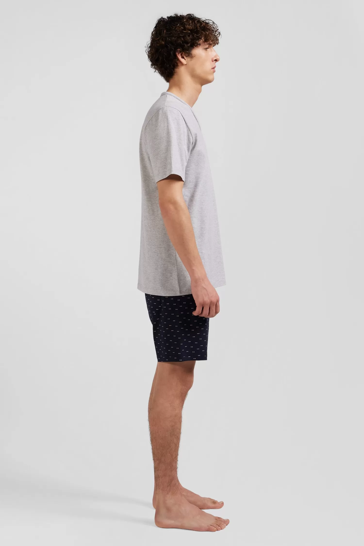 Eden Park Grey short cotton pajamas with micro pattern shorts< Pajamas