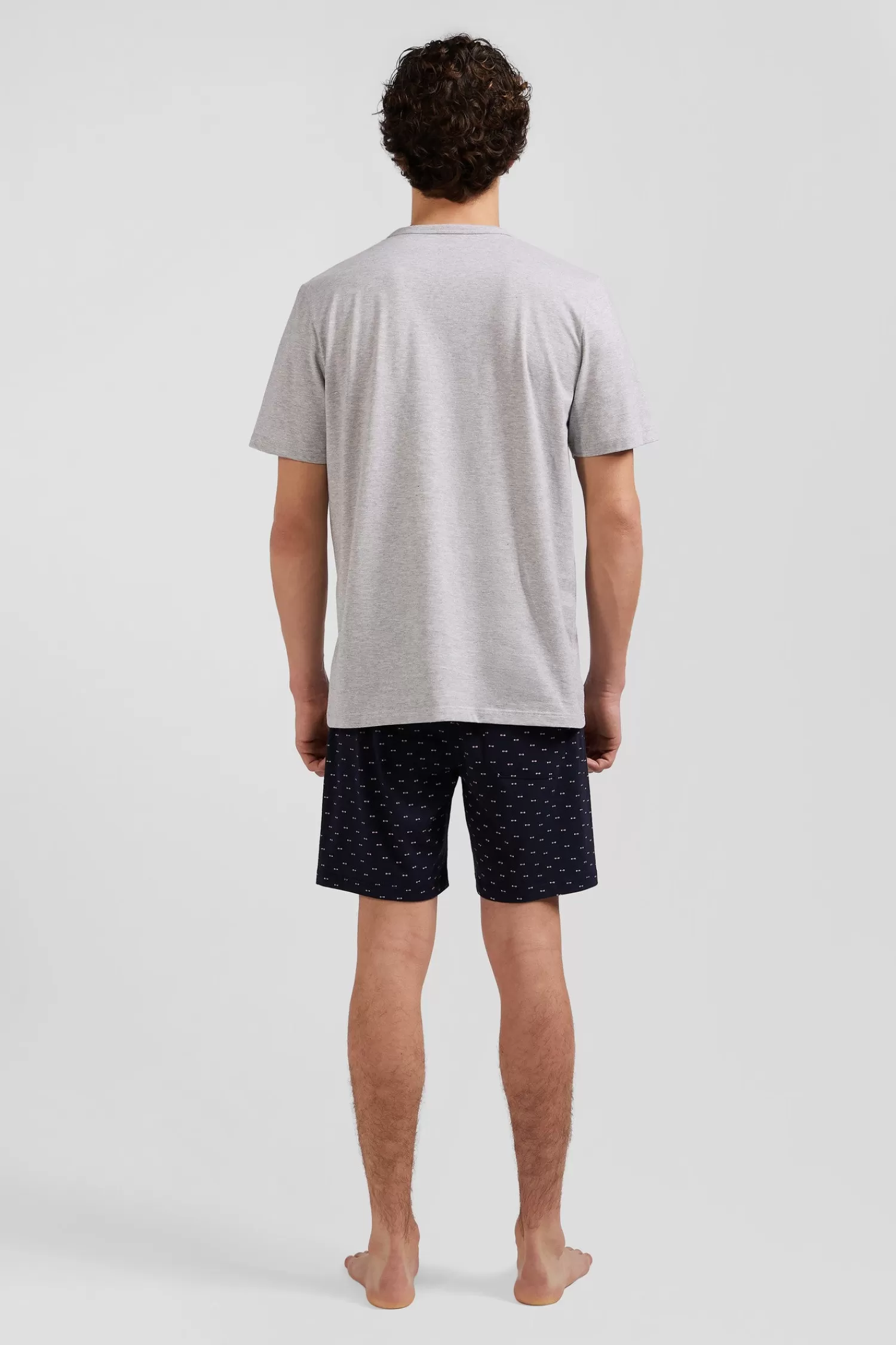 Eden Park Grey short cotton pajamas with micro pattern shorts< Pajamas