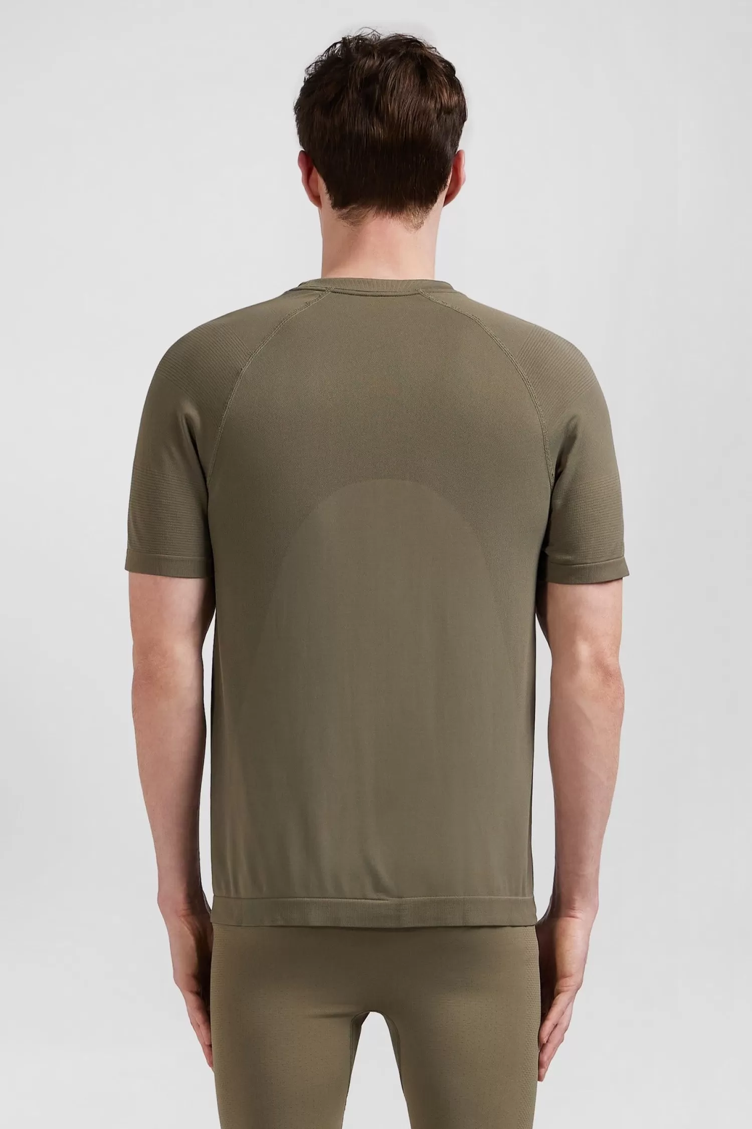 Eden Park Khaki green short-sleeved sports T-shirt with striped details< T-shirts