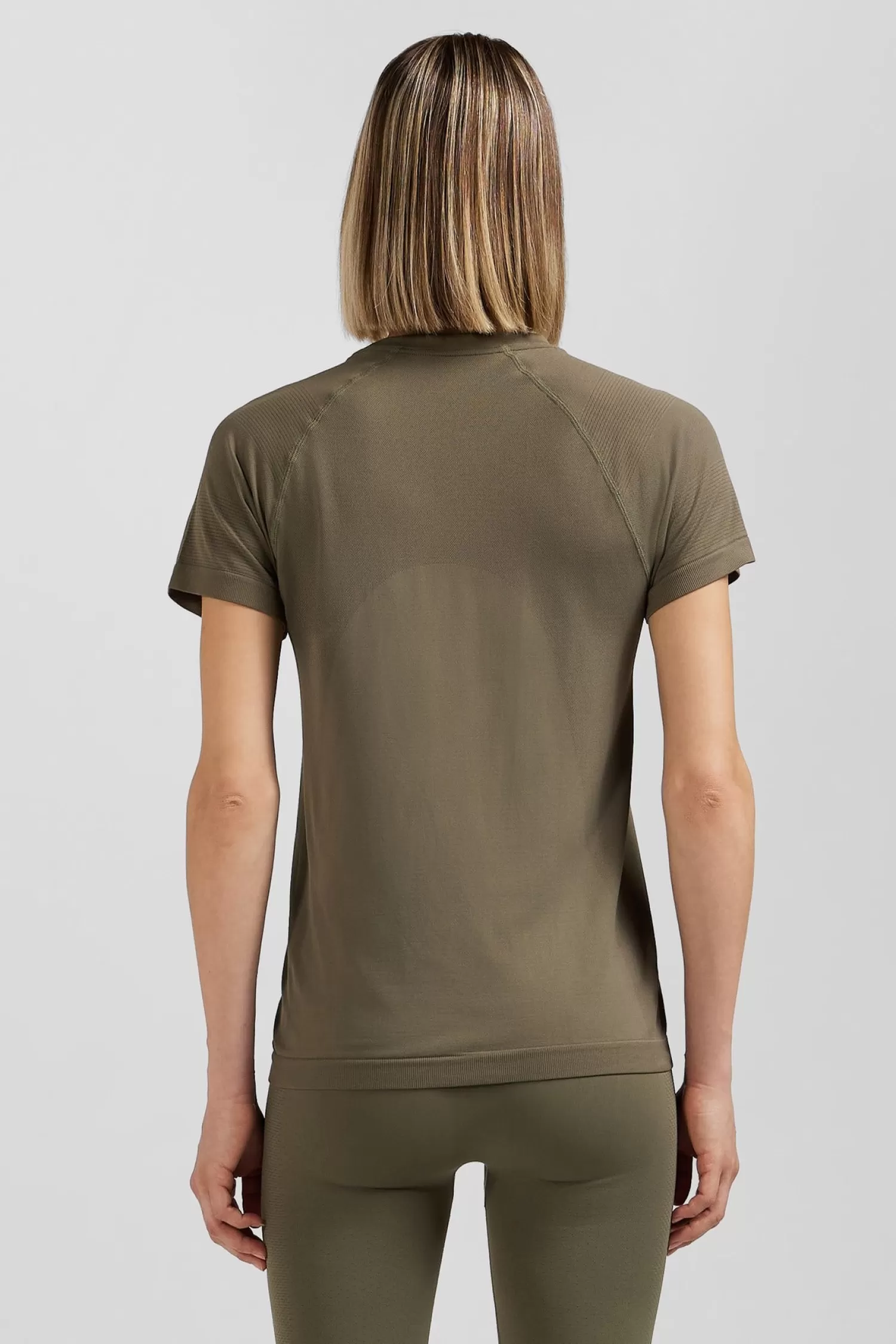 Eden Park Khaki green short-sleeved sports T-shirt with striped details<Women T-shirts