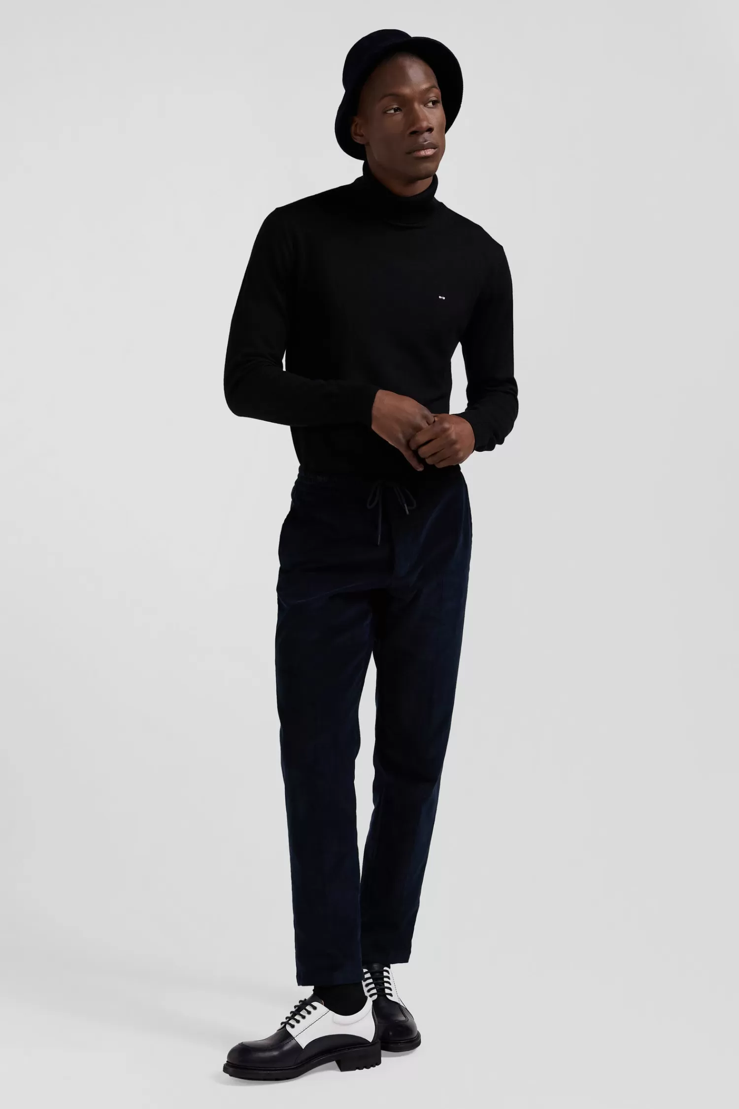 Eden Park Modern navy blue elastic waist corduroy trousers< Pants