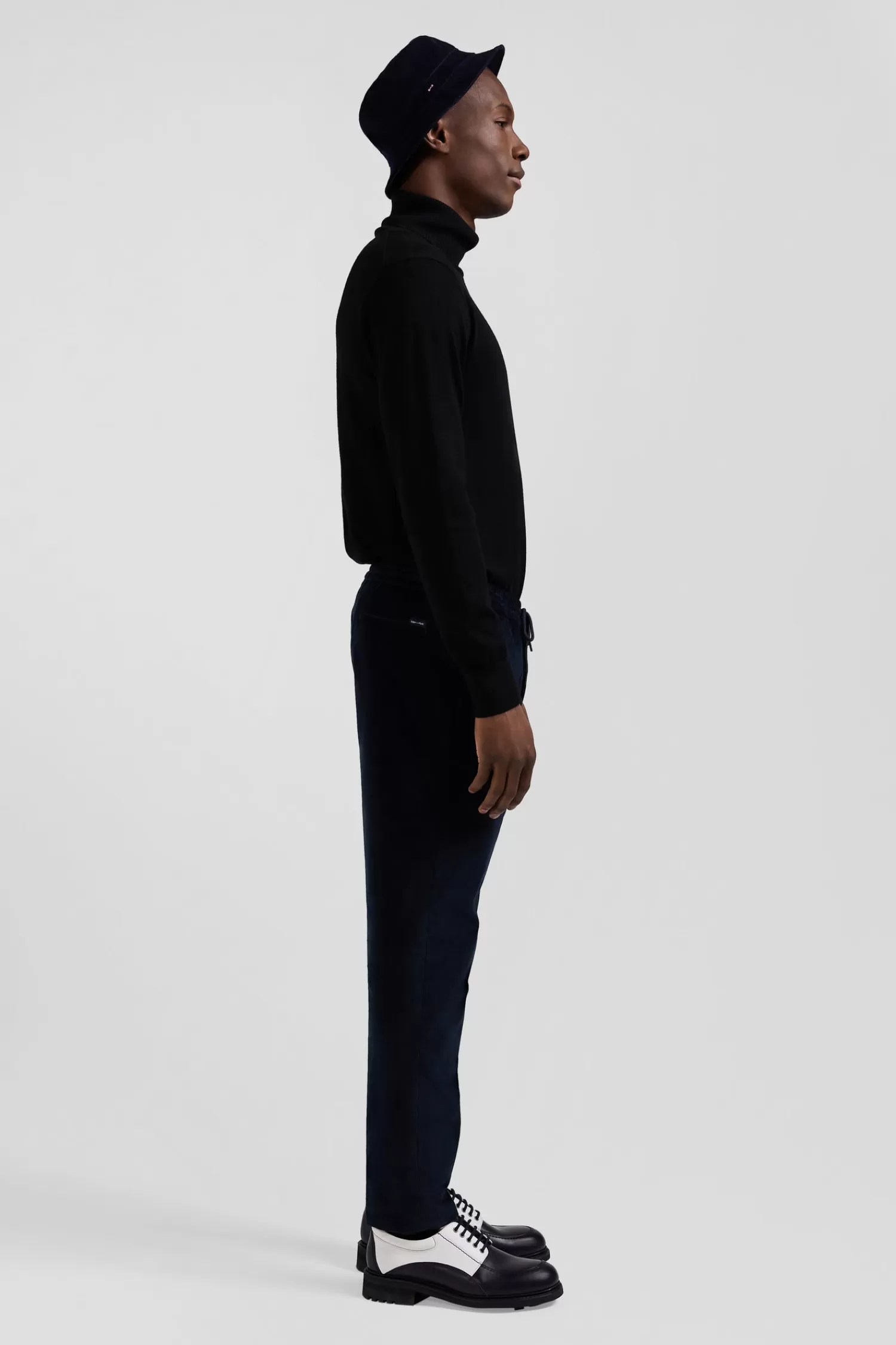 Eden Park Modern navy blue elastic waist corduroy trousers< Pants