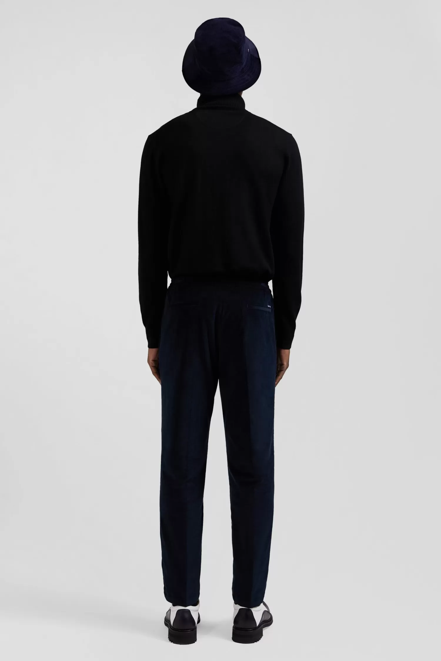 Eden Park Modern navy blue elastic waist corduroy trousers< Pants