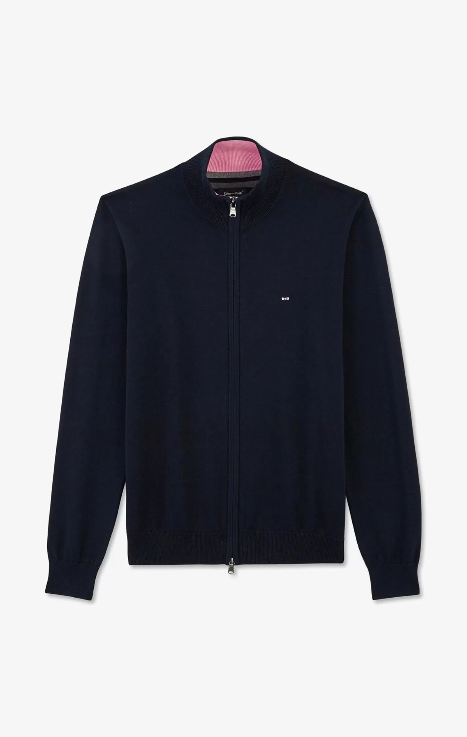 Eden Park Navy blue cotton cardigan with zipper< Cardigans