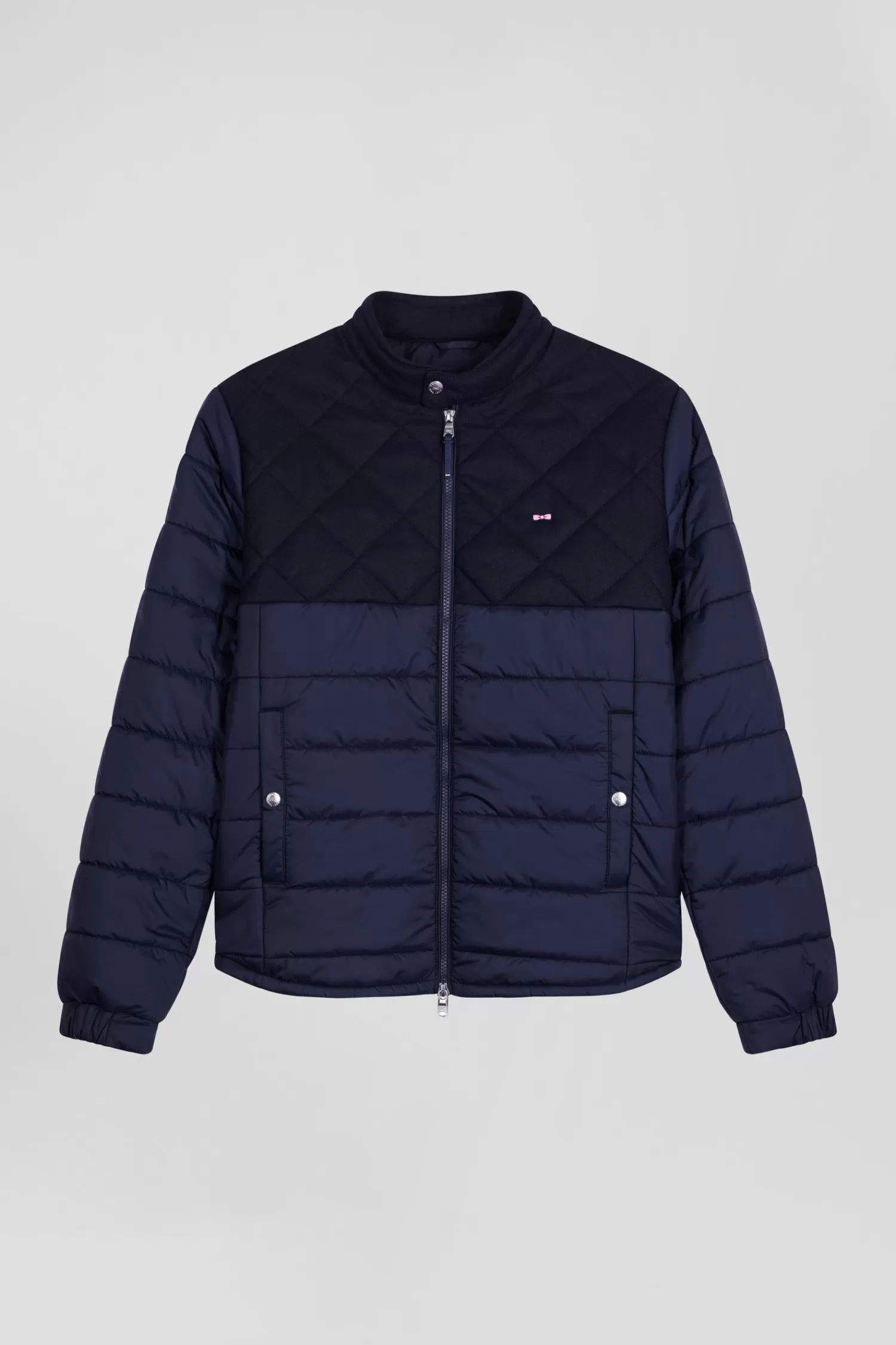 Eden Park Navy blue long-sleeved double quilted high collar down jacket< Coats And Jackets