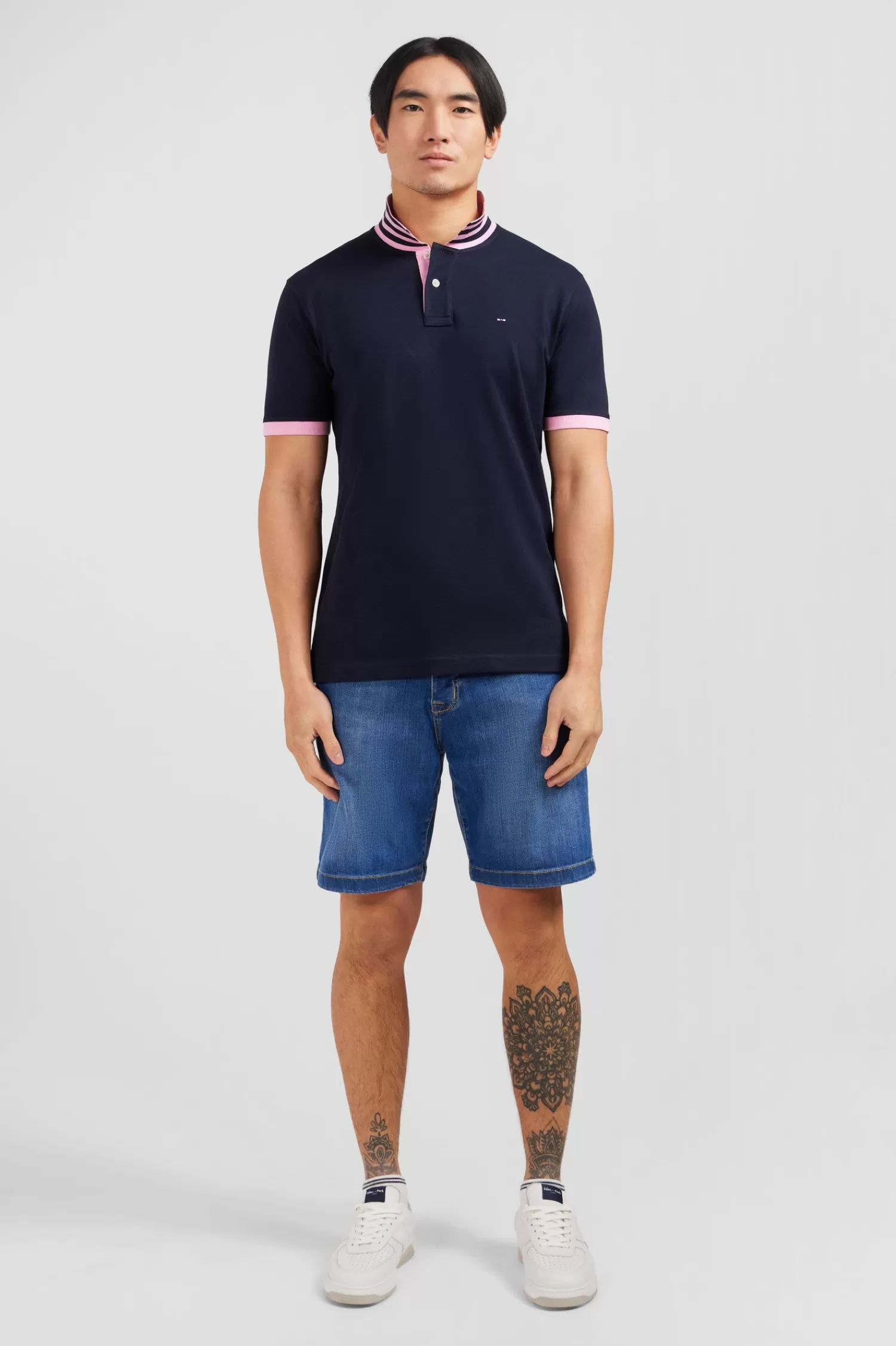 Eden Park Navy blue pima cotton polo with contrasting accents< Polos