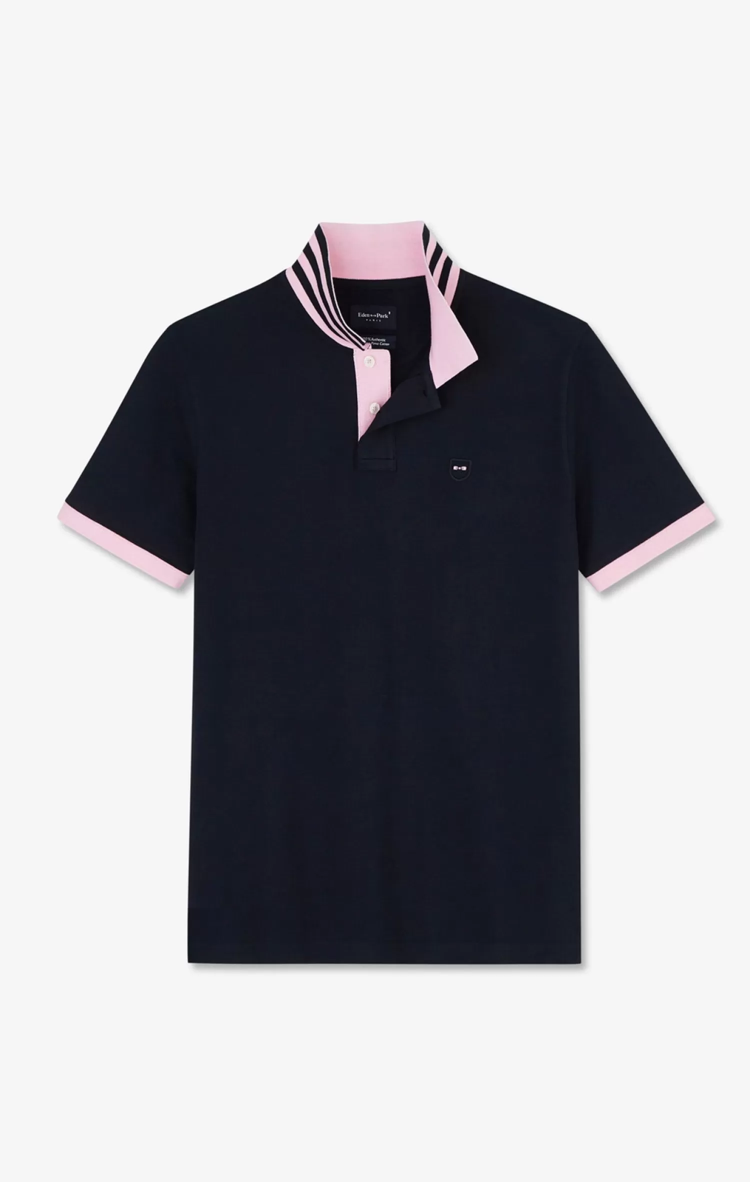 Eden Park Navy blue pima cotton polo with contrasting accents< Polos