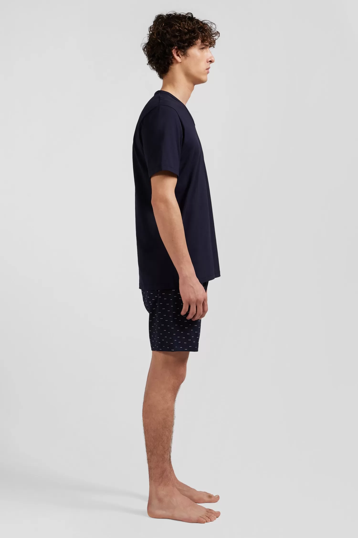 Eden Park Navy blue short cotton pajamas with micro pattern shorts< Pajamas