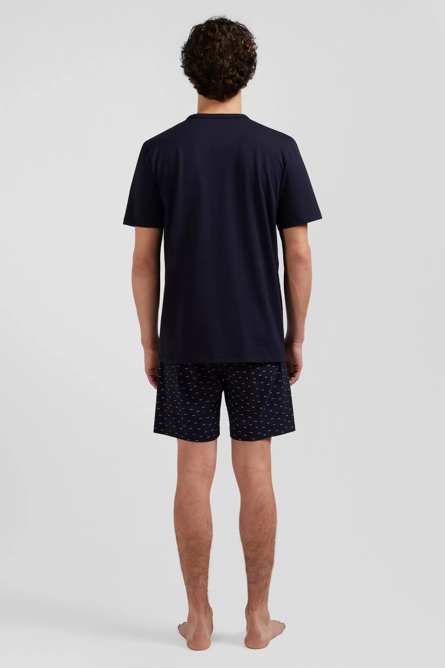 Eden Park Navy blue short cotton pajamas with micro pattern shorts< Pajamas