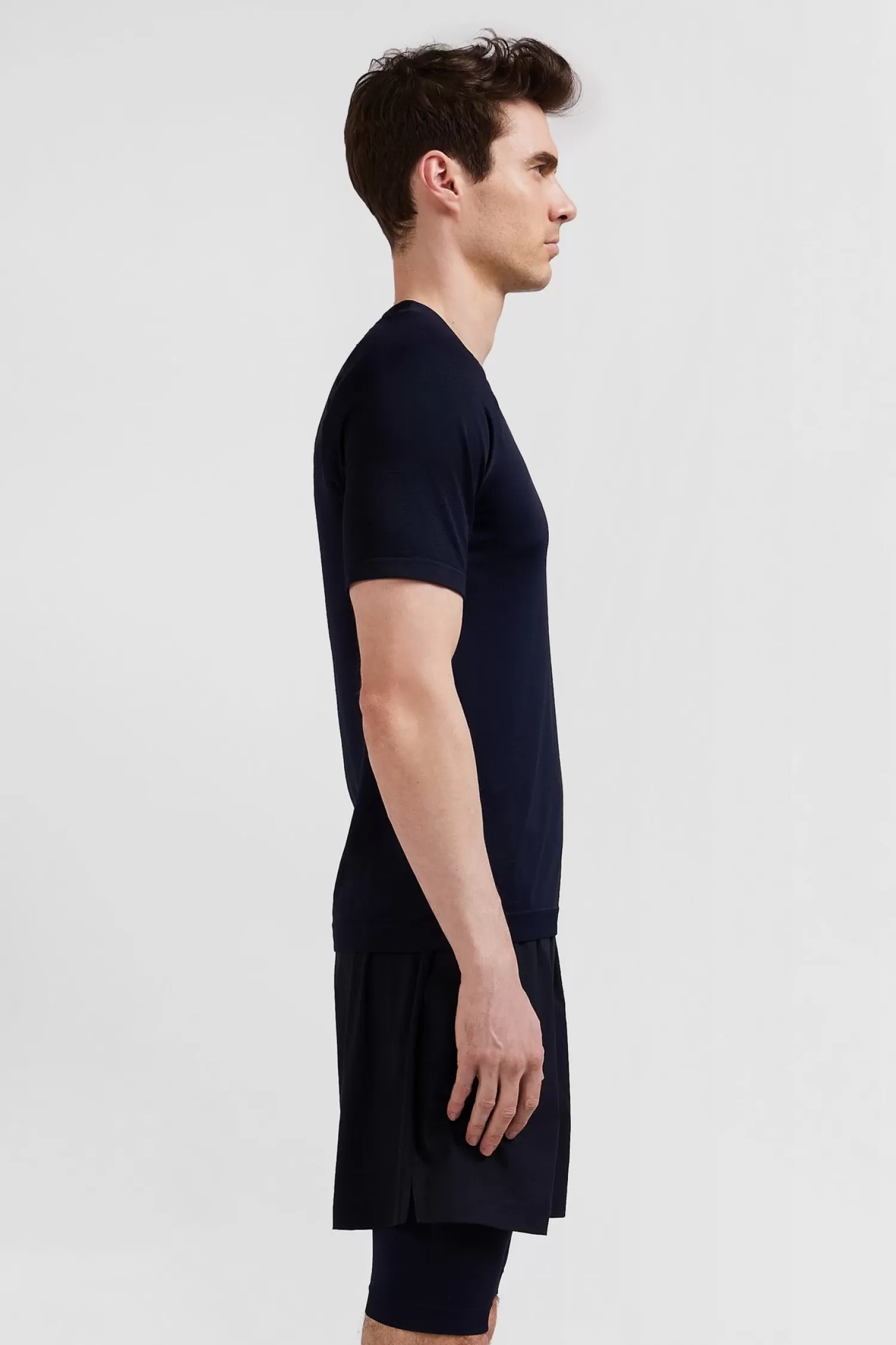 Eden Park Navy blue short-sleeved sports T-shirt with striped details< T-shirts
