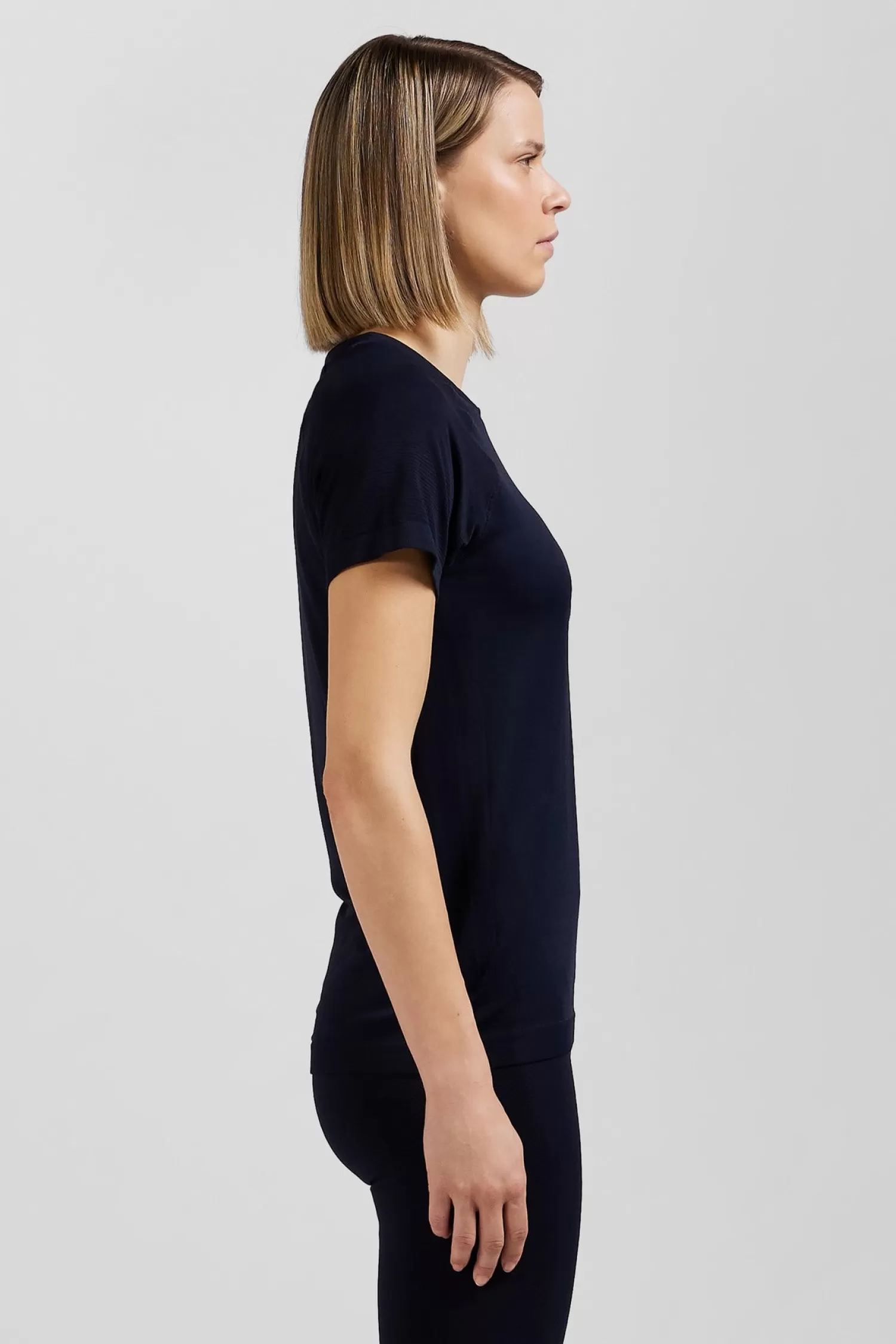 Eden Park Navy blue short-sleeved sports T-shirt with striped details<Women T-shirts
