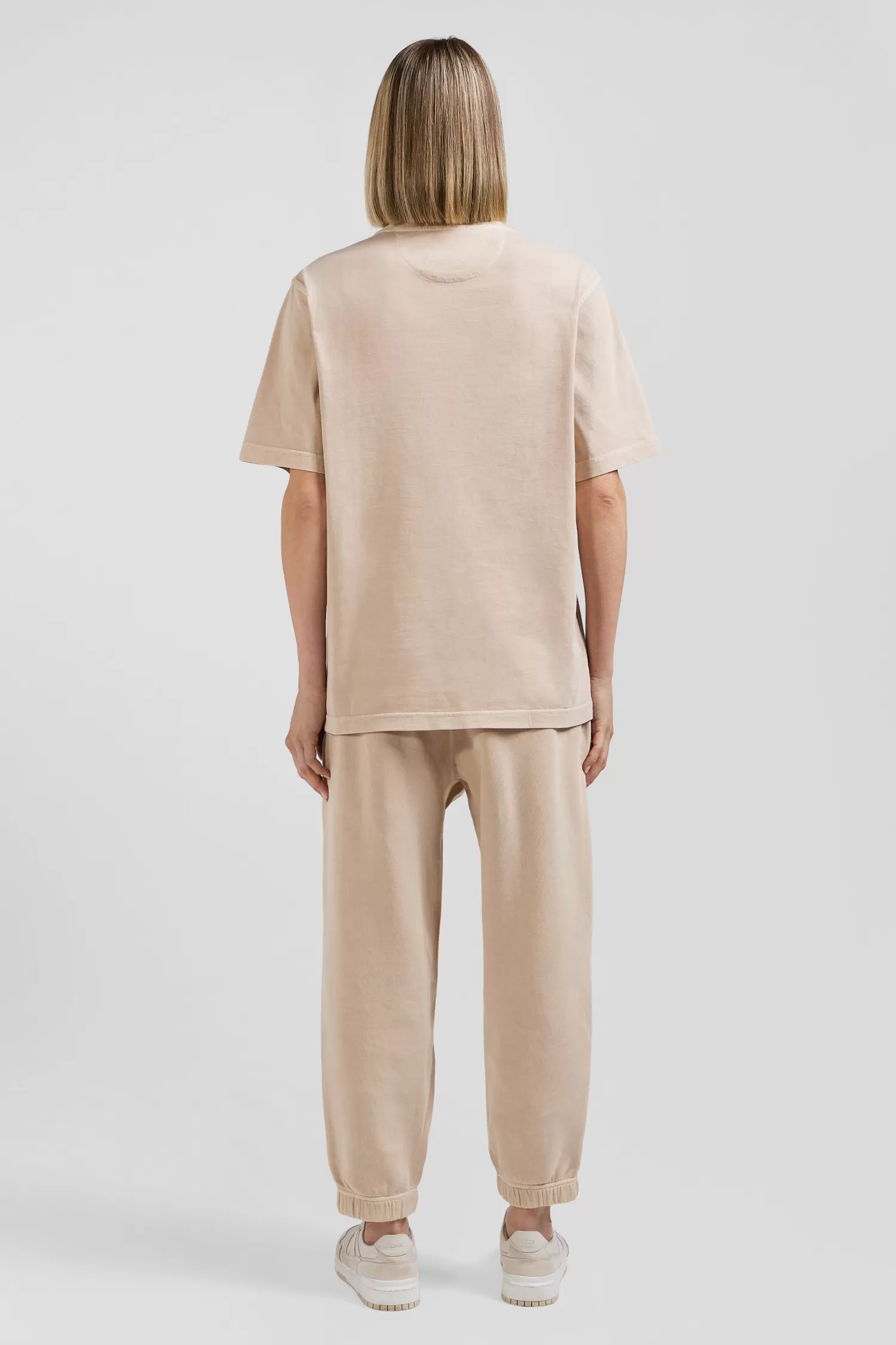 Eden Park Oversize beige unisex short-sleeved T-shirt in overdyed cotton<Women T-shirts | T-shirts