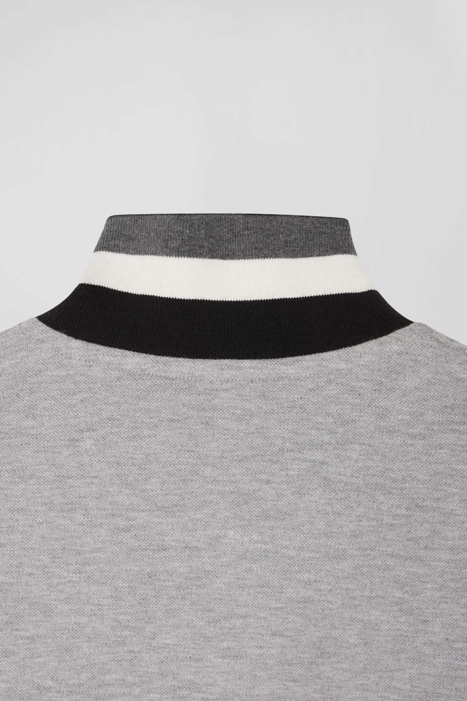 Eden Park Oversize black short-sleeved cotton piqué polo shirt with tricolor details< Polos