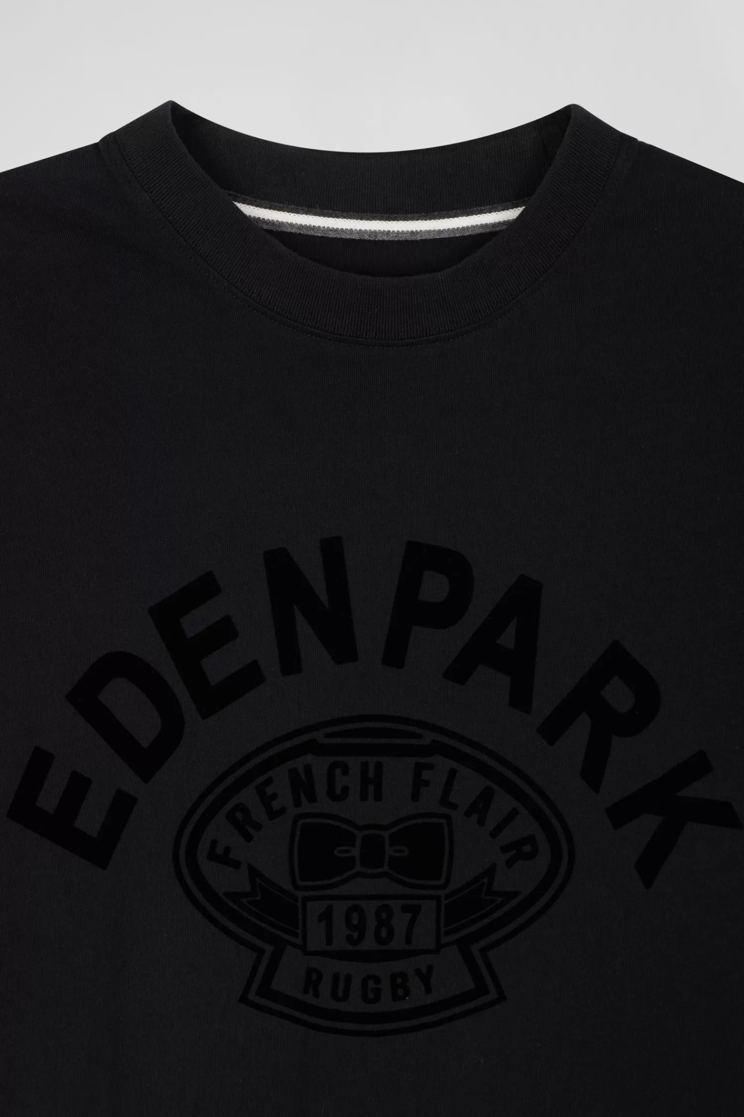 Eden Park Oversize black short-sleeved cotton T-shirt with Rugby print< T-shirts