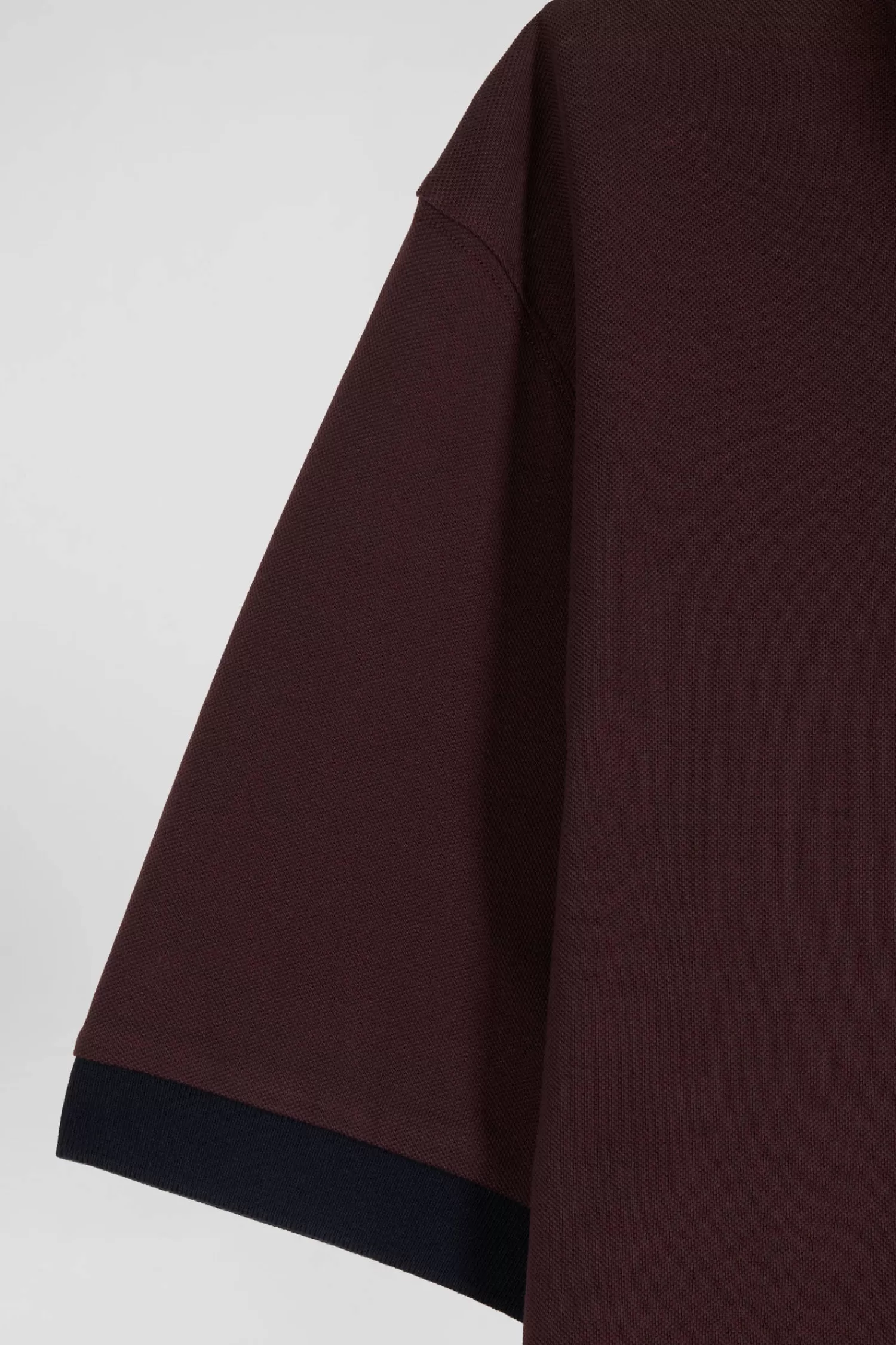 Eden Park Oversize burgundy short-sleeved cotton piqué polo shirt with tricolor details< Polos