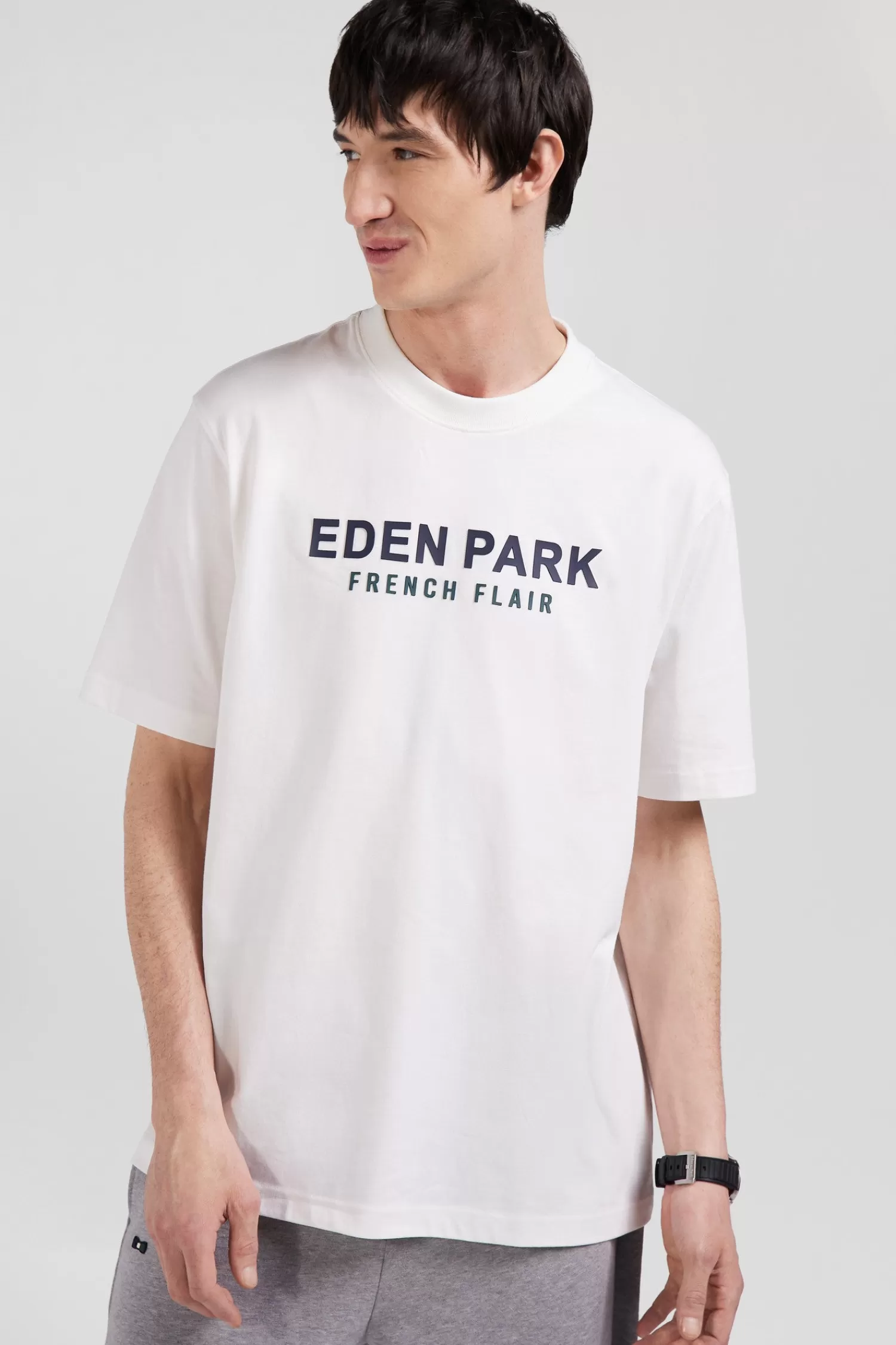 Eden Park Oversize ecru French Flair cotton short-sleeved T-shirt< T-shirts