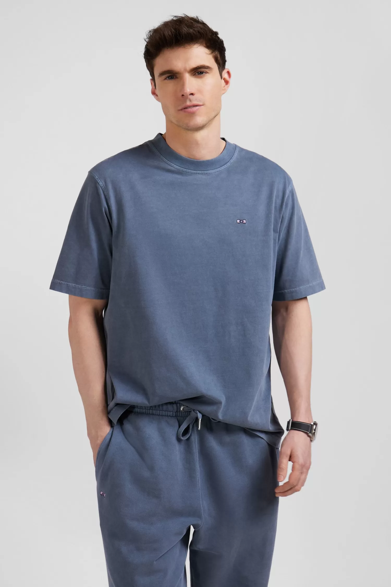 Eden Park Oversize grey unisex short-sleeved T-shirt in overdyed cotton<Women T-shirts | T-shirts