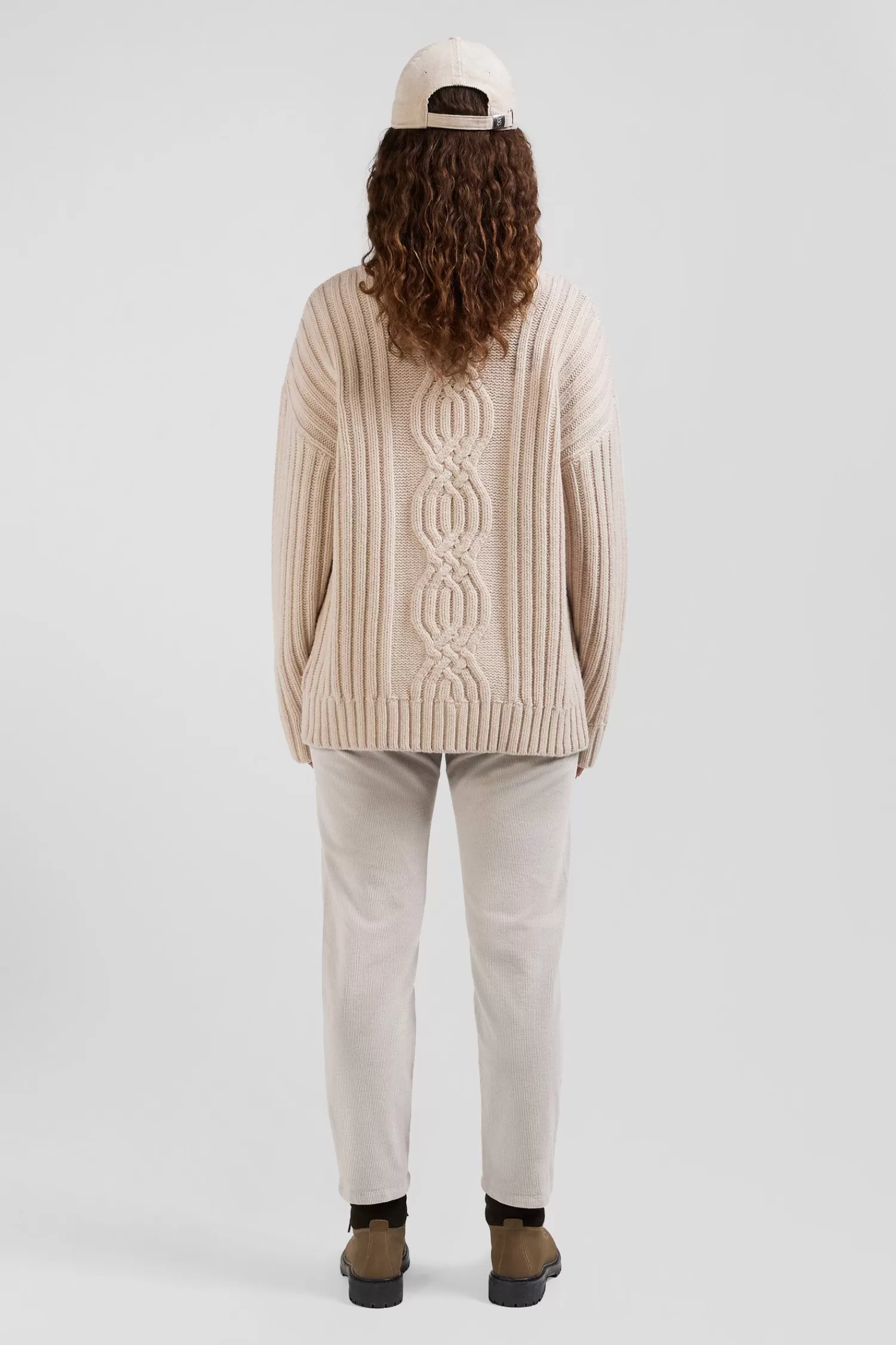 Eden Park Oversize ivory wool blend high neck jumper with bow effect<Women Sweaters
