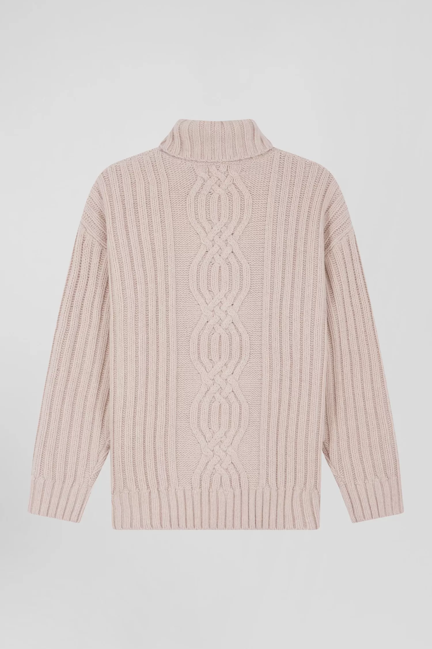 Eden Park Oversize ivory wool blend high neck jumper with bow effect<Women Sweaters