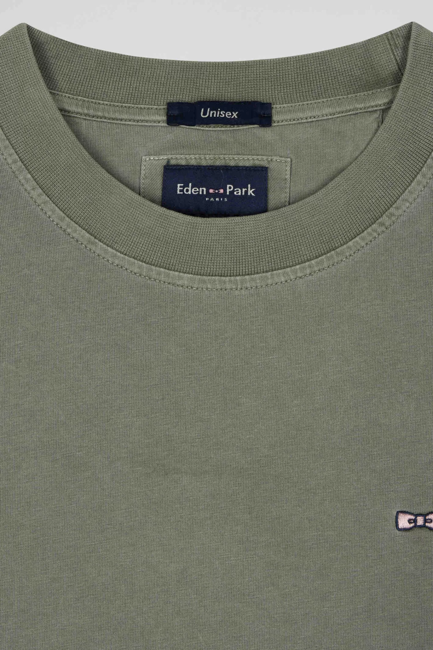 Eden Park Oversize khaki unisex short-sleeved T-shirt in overdyed cotton<Women T-shirts | T-shirts