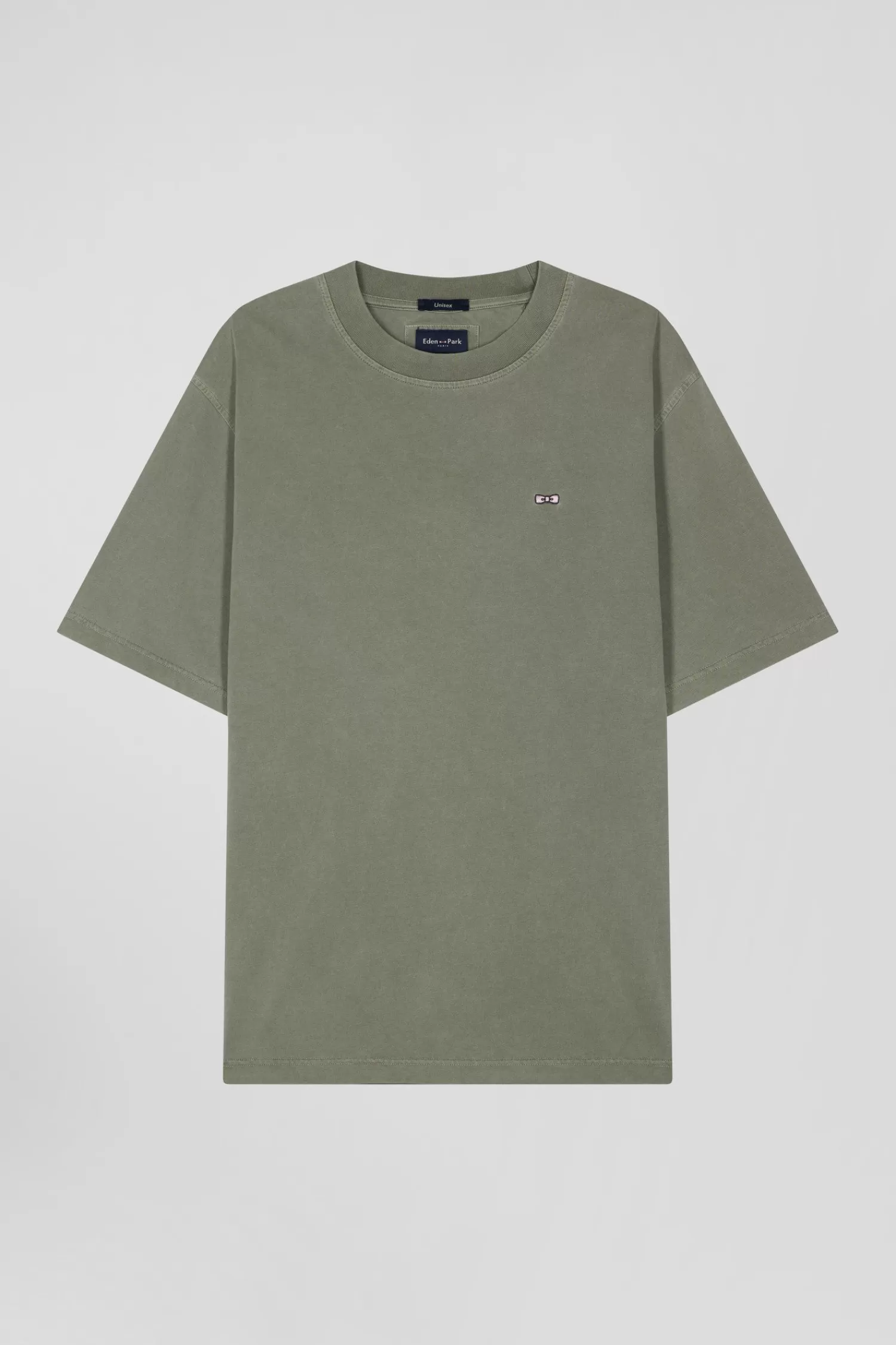 Eden Park Oversize khaki unisex short-sleeved T-shirt in overdyed cotton<Women T-shirts | T-shirts
