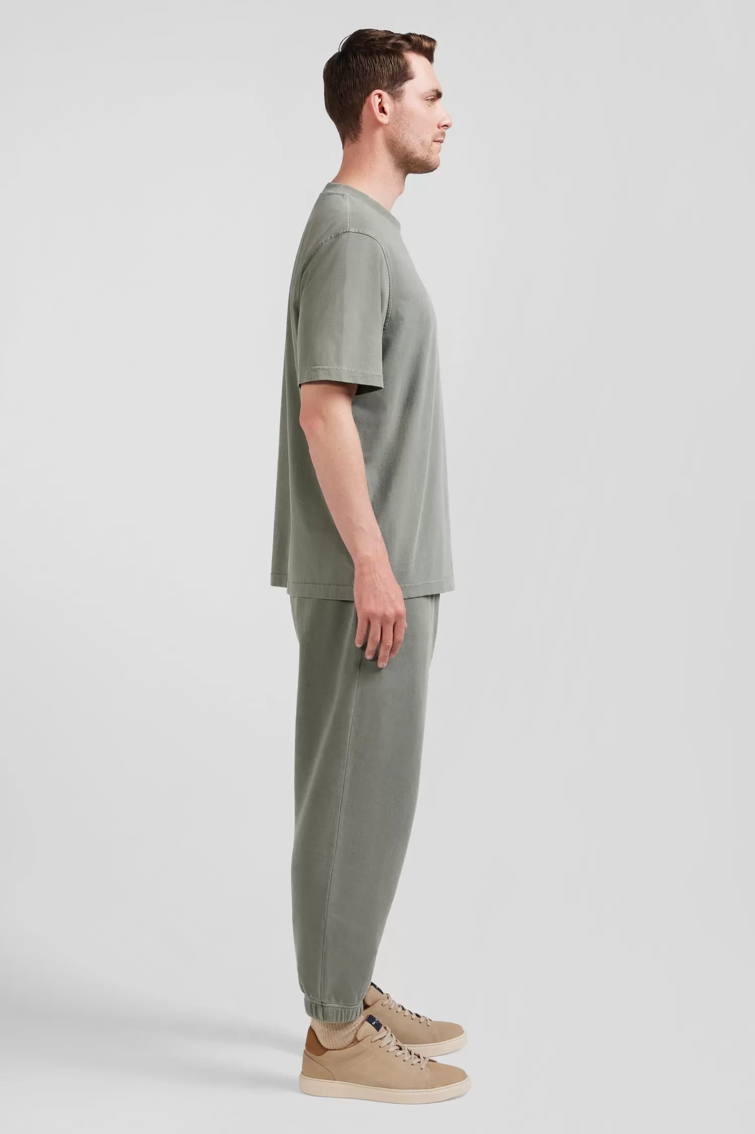 Eden Park Oversize khaki unisex short-sleeved T-shirt in overdyed cotton<Women T-shirts | T-shirts