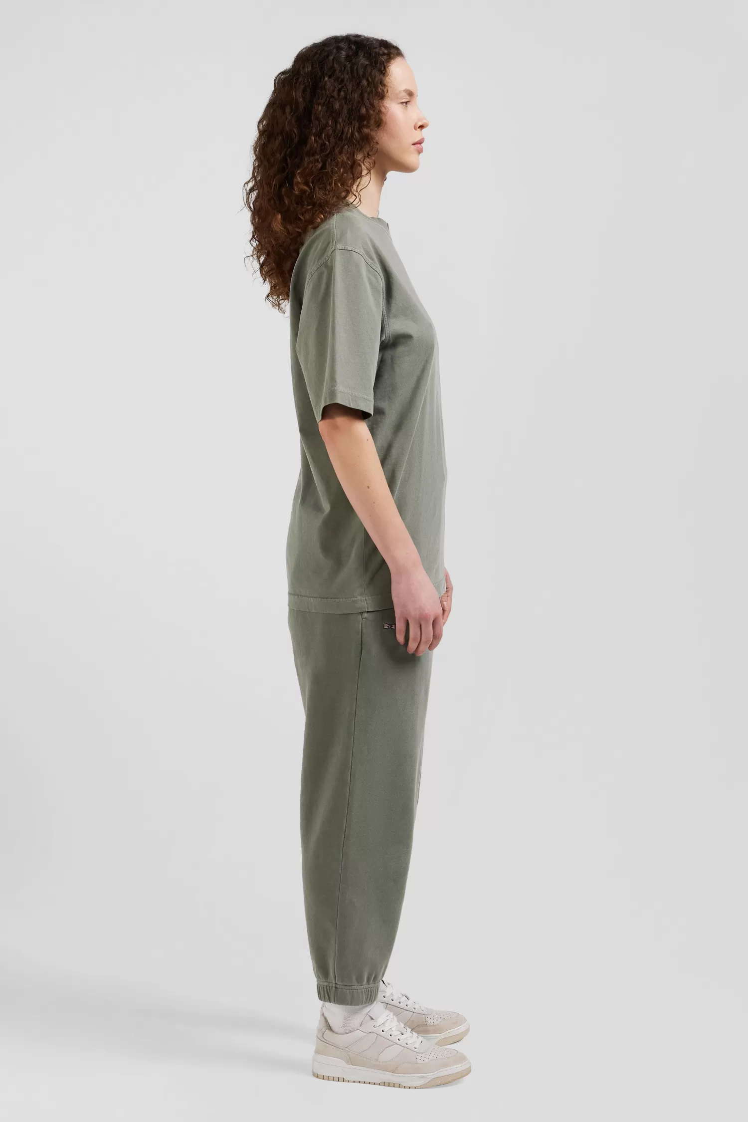 Eden Park Oversize khaki unisex short-sleeved T-shirt in overdyed cotton<Women T-shirts | T-shirts