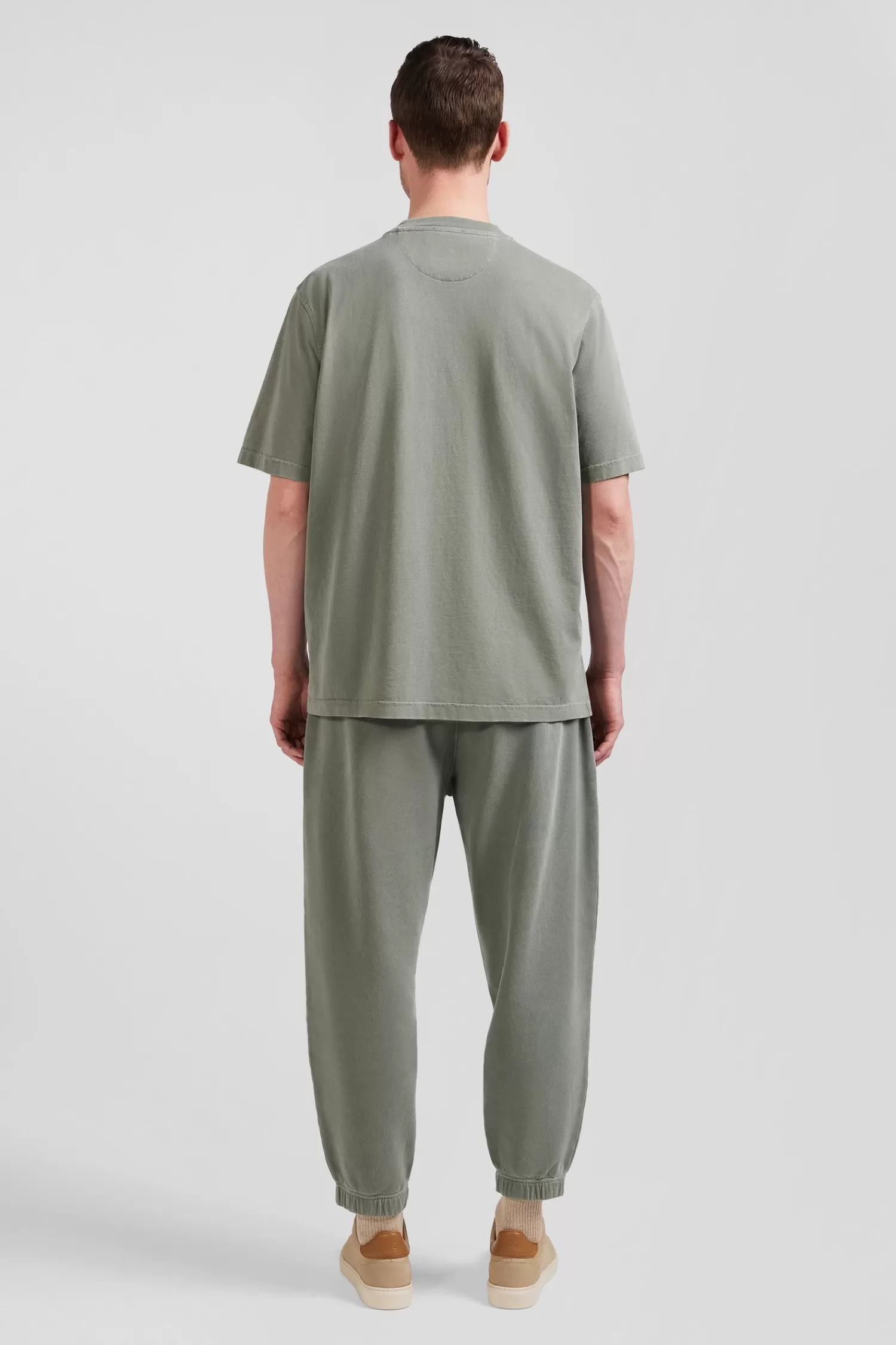Eden Park Oversize khaki unisex short-sleeved T-shirt in overdyed cotton<Women T-shirts | T-shirts