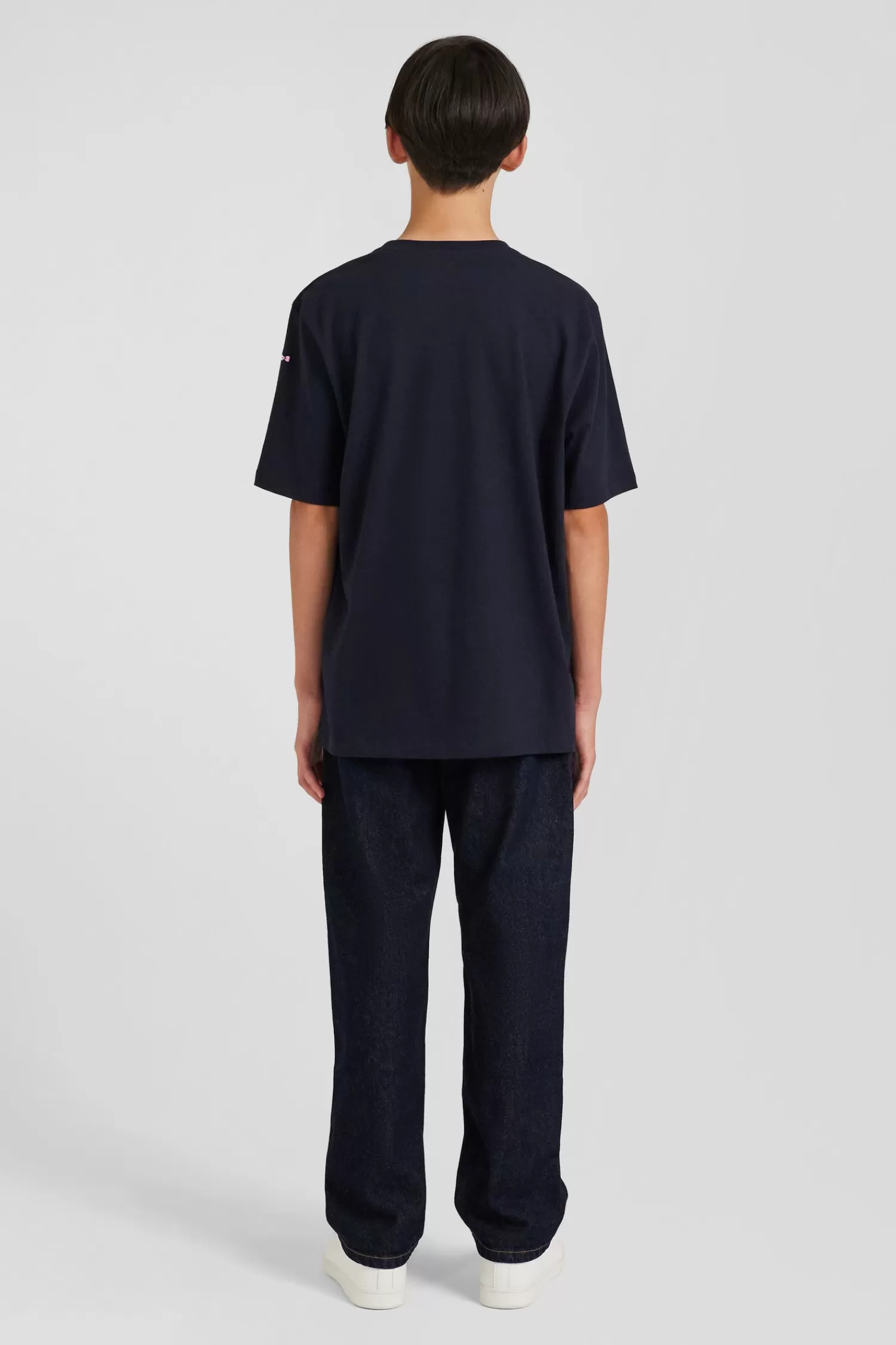 Eden Park Oversize navy blue embroidered short-sleeved cotton T-shirt<Kids Kids