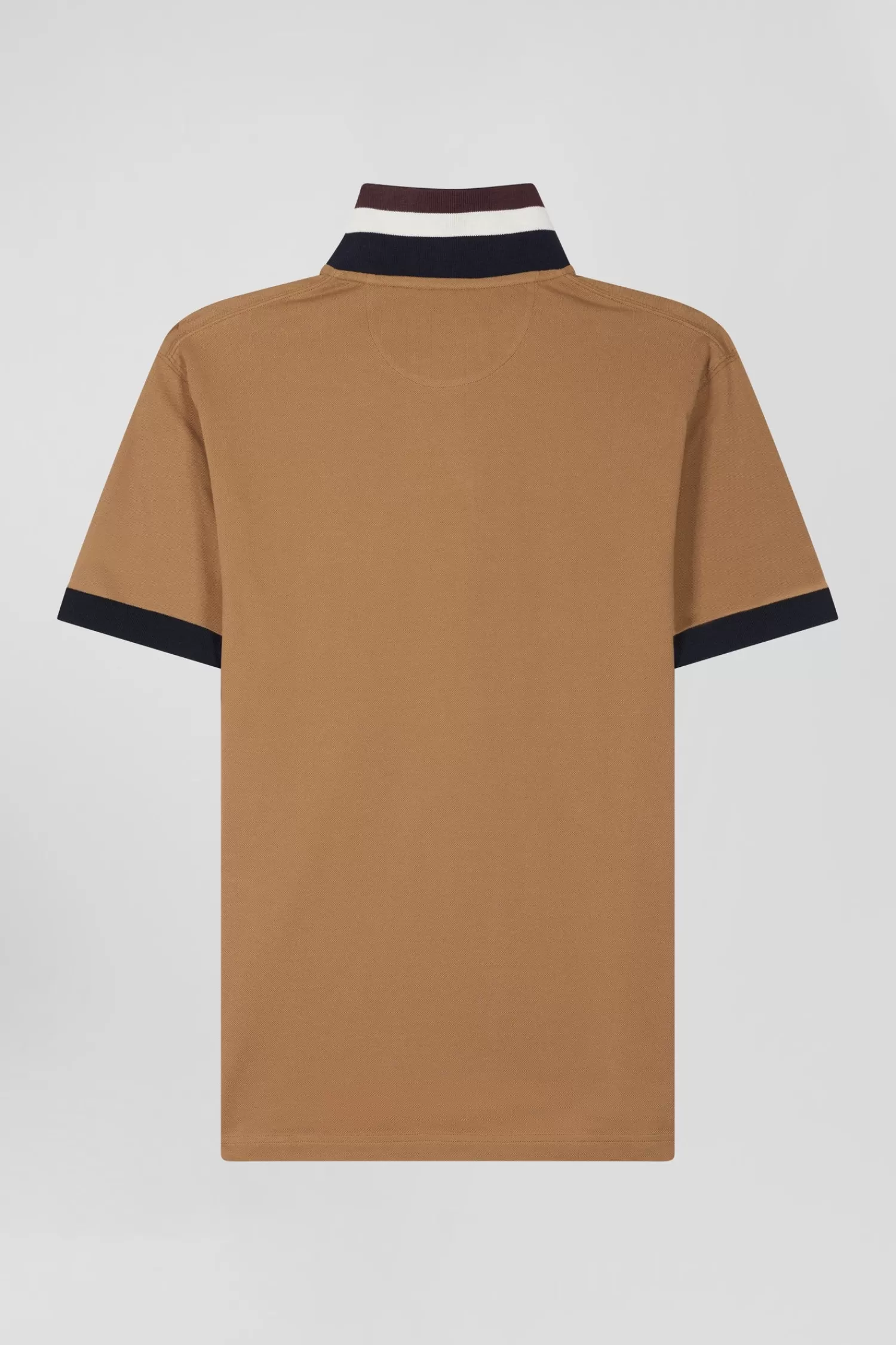 Eden Park Oversize navy blue short-sleeved cotton piqué polo shirt with tricolor details< Polos