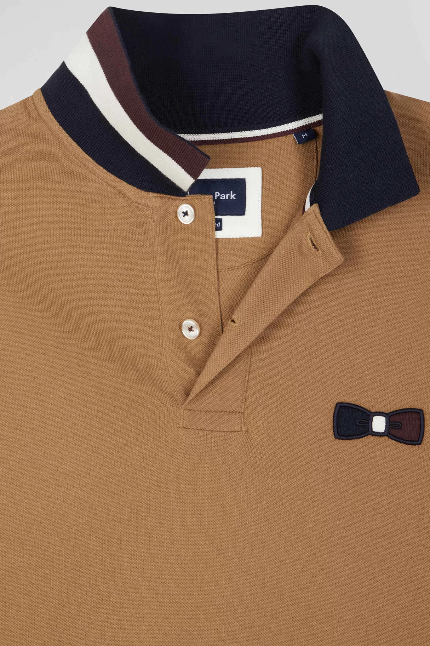 Eden Park Oversize navy blue short-sleeved cotton piqué polo shirt with tricolor details< Polos