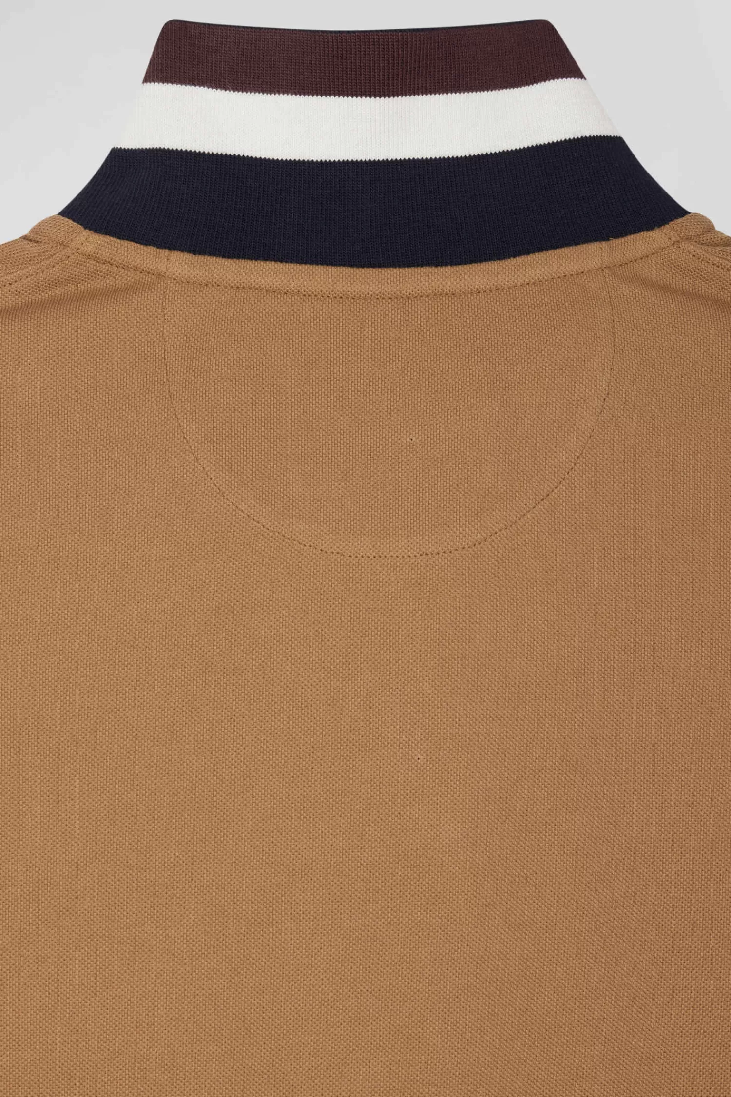 Eden Park Oversize navy blue short-sleeved cotton piqué polo shirt with tricolor details< Polos