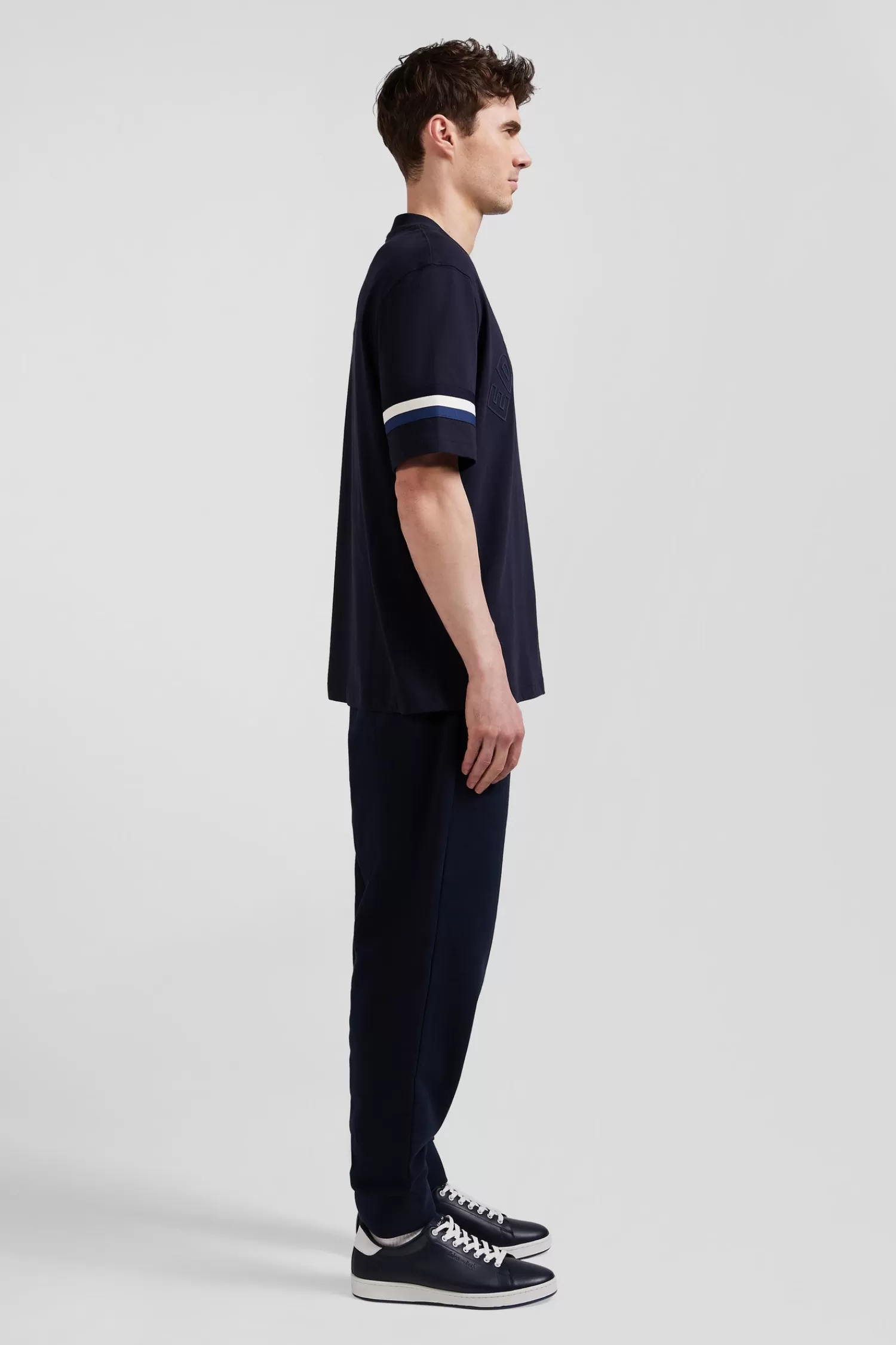 Eden Park Oversize navy short-sleeved cotton T-shirt with print< T-shirts