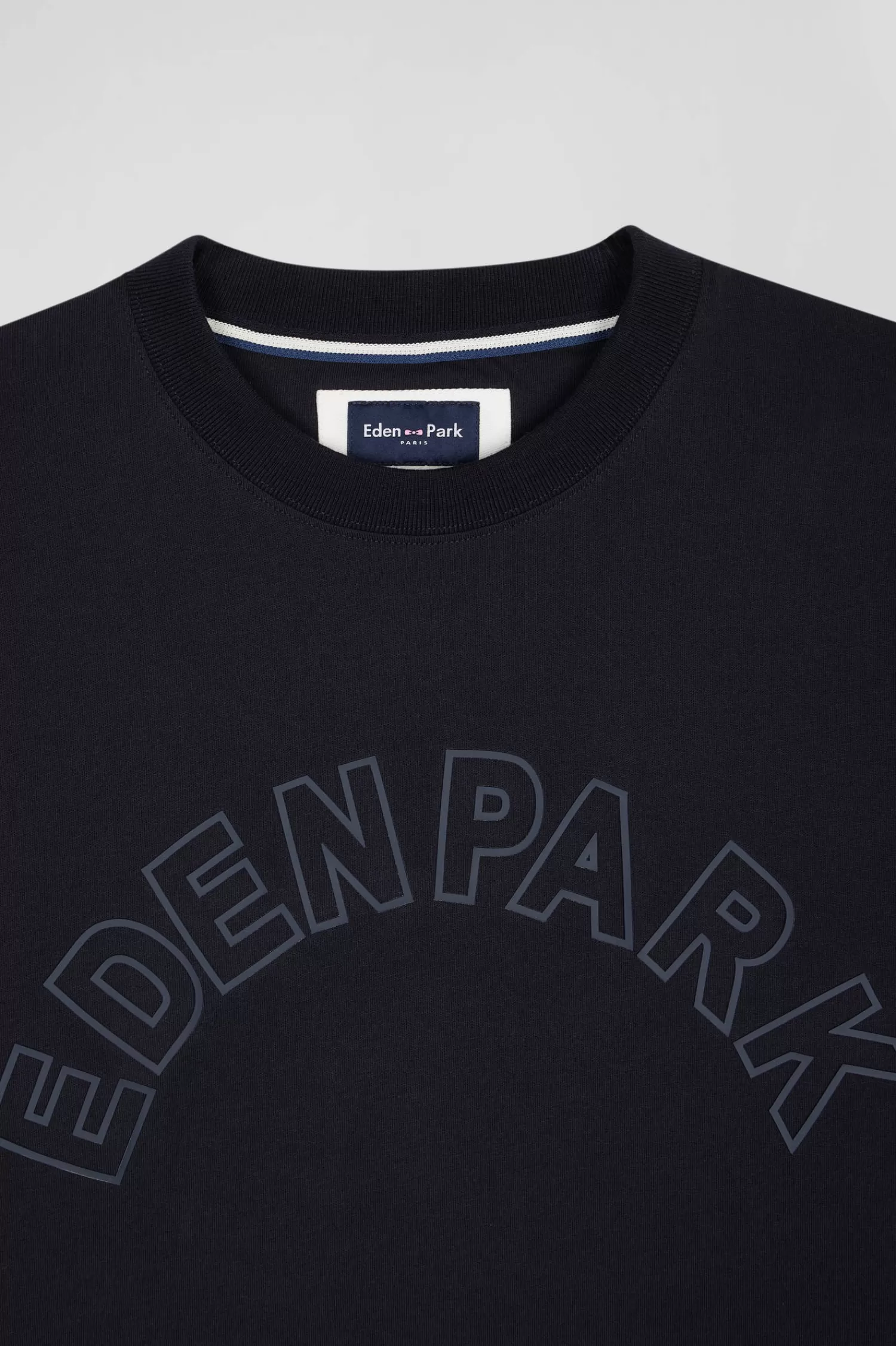 Eden Park Oversize navy short-sleeved cotton T-shirt with print< T-shirts