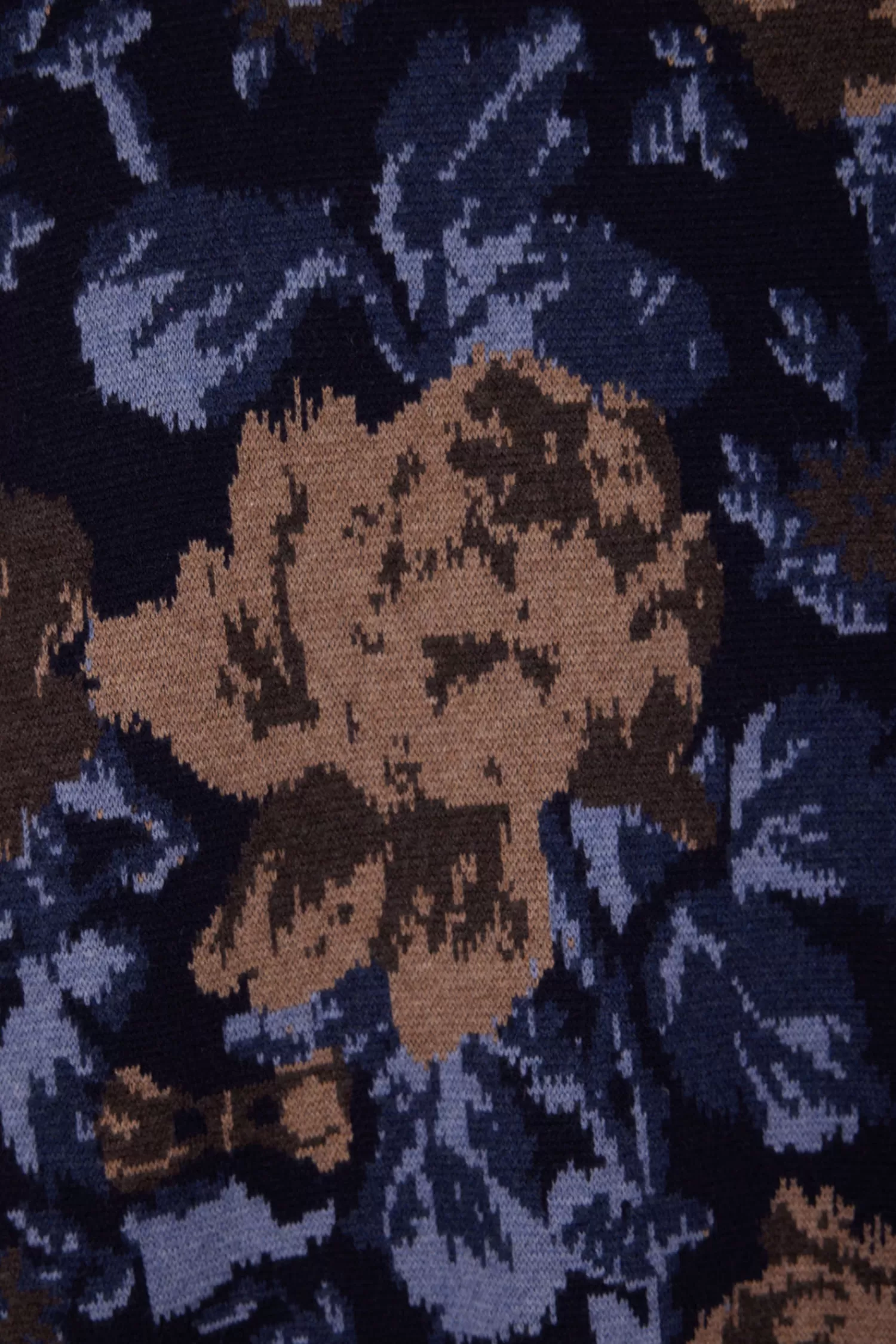 Eden Park Oversize navy wool and cotton crew neck jumper with floral patterns<Women Sweaters