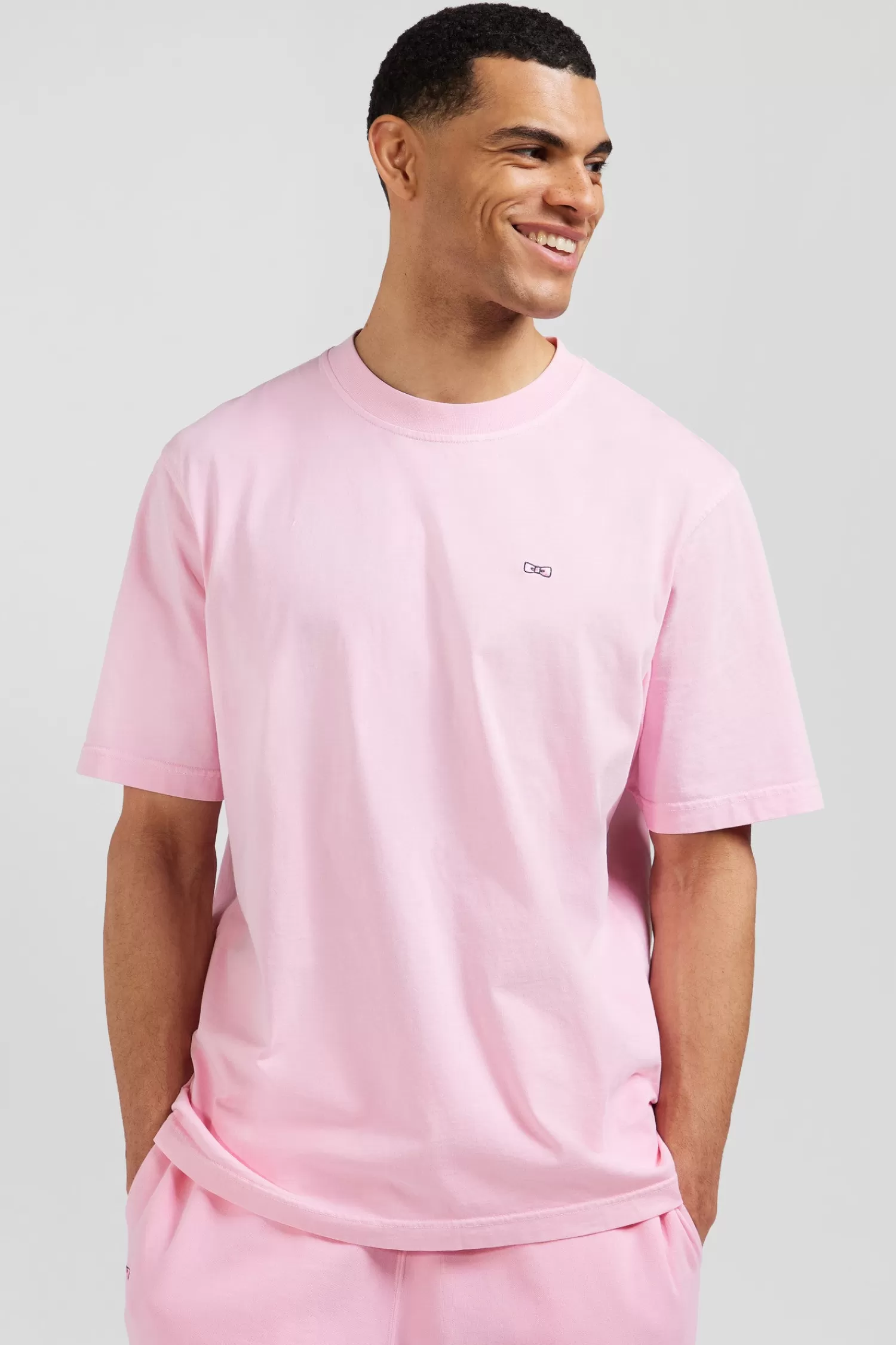 Eden Park Oversize pink unisex short-sleeved T-shirt in overdyed cotton<Women T-shirts | T-shirts