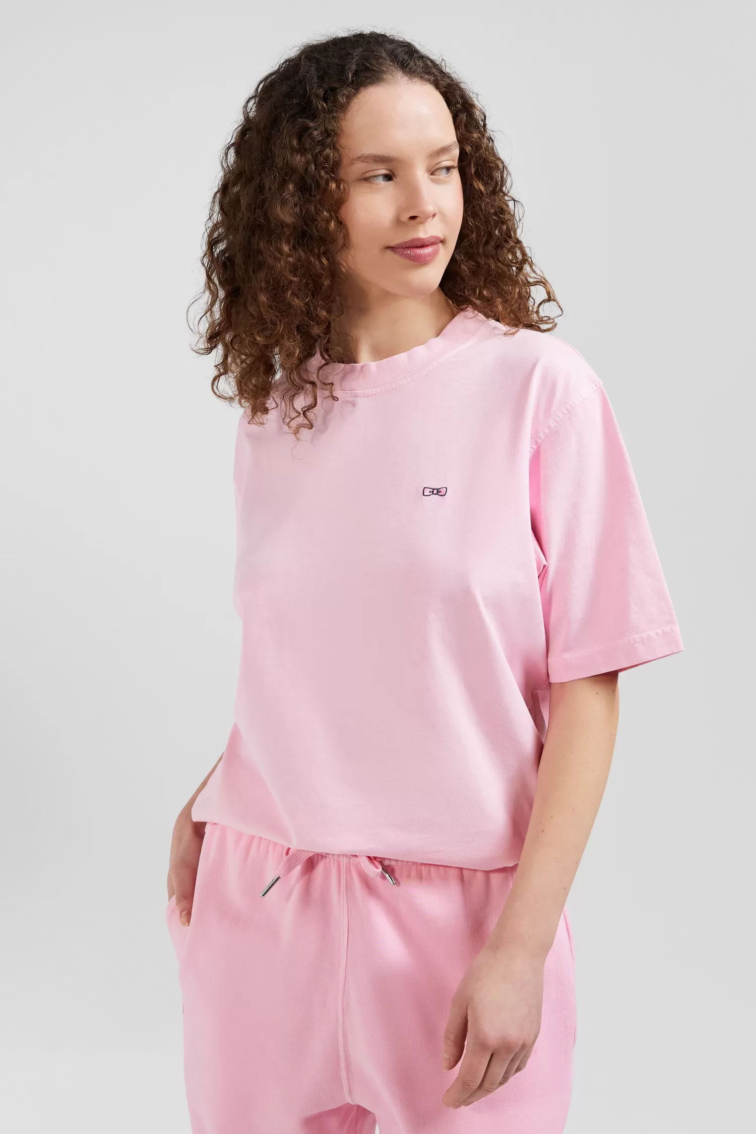 Eden Park Oversize pink unisex short-sleeved T-shirt in overdyed cotton<Women T-shirts | T-shirts