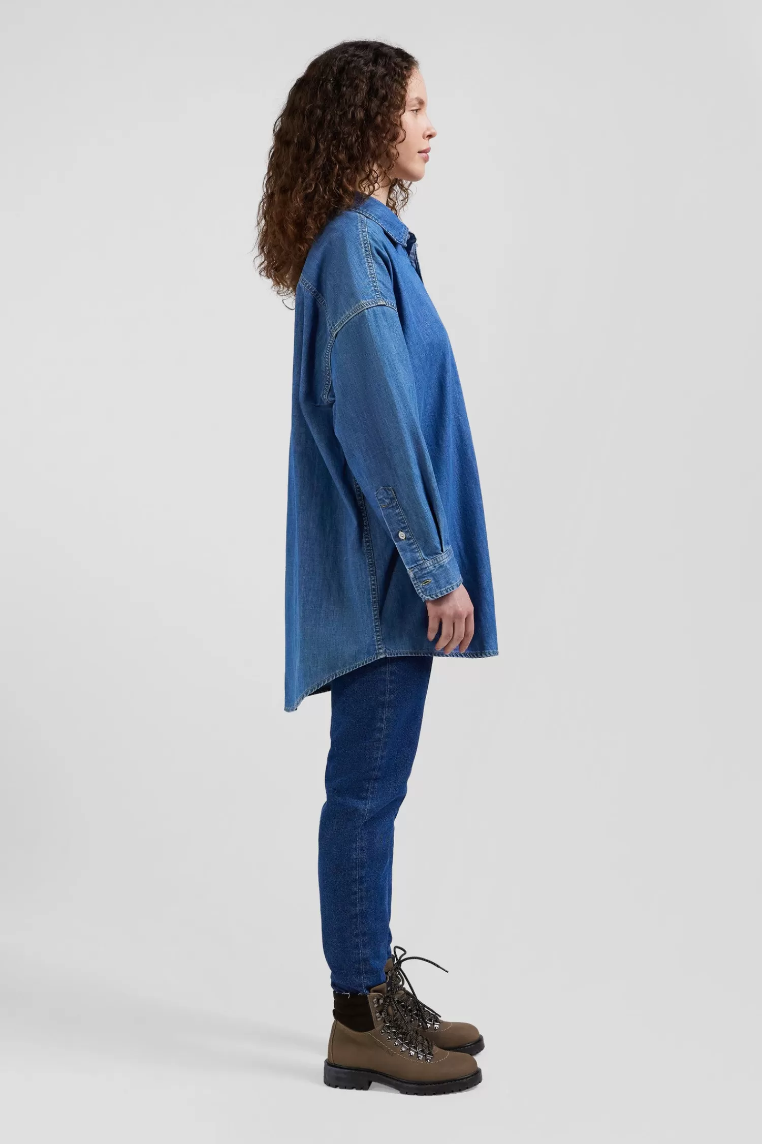 Eden Park Oversize sky blue cotton shirt with patch pocket<Women Shirts | Shirts