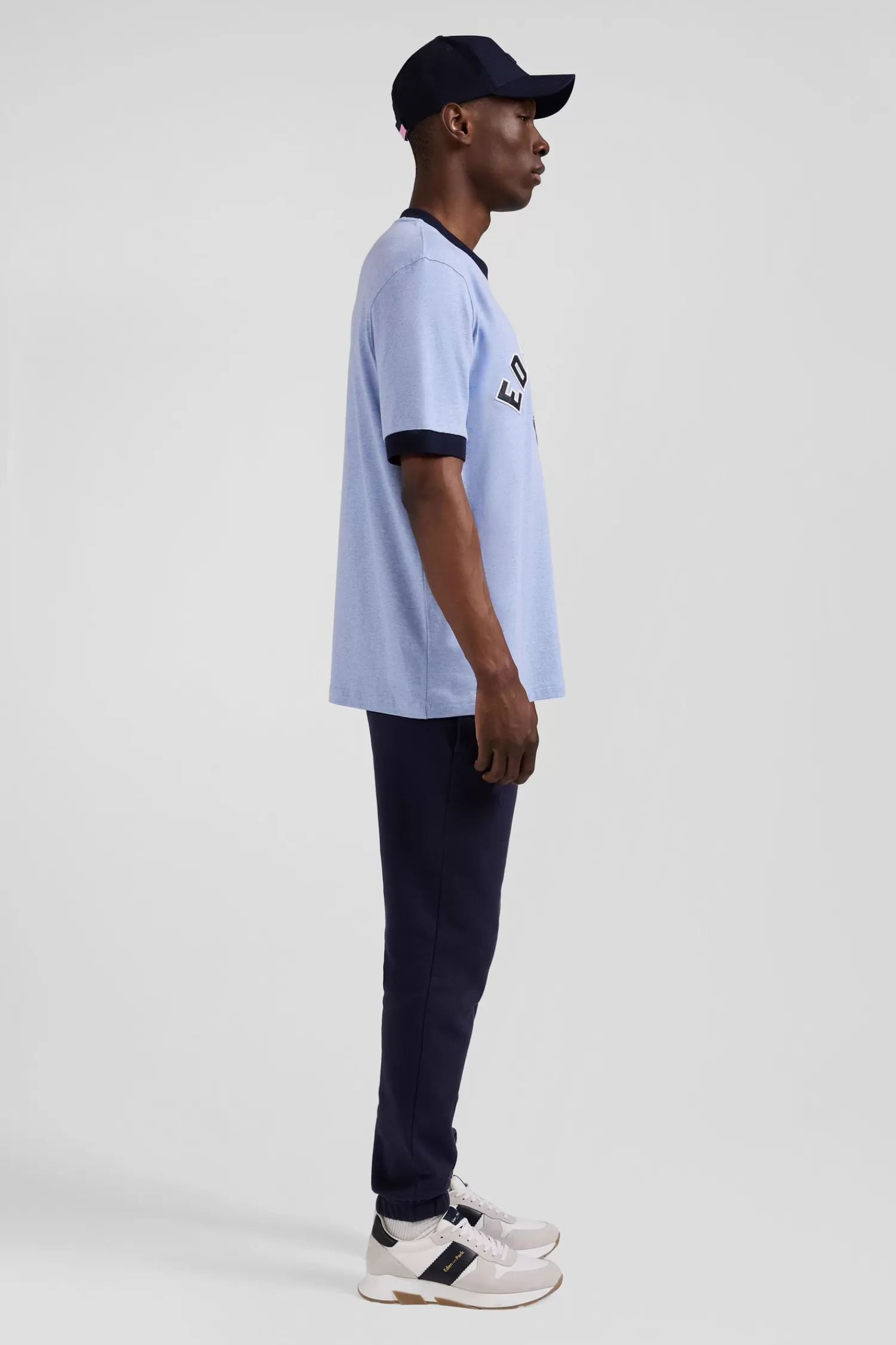 Eden Park Oversize sky blue short-sleeved cotton T-shirt with print< T-shirts